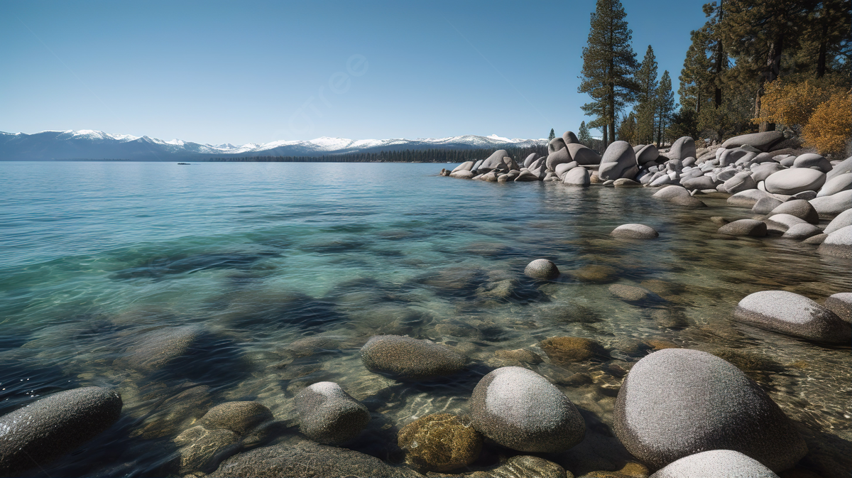Beautiful Rocks In The Water Near Lake