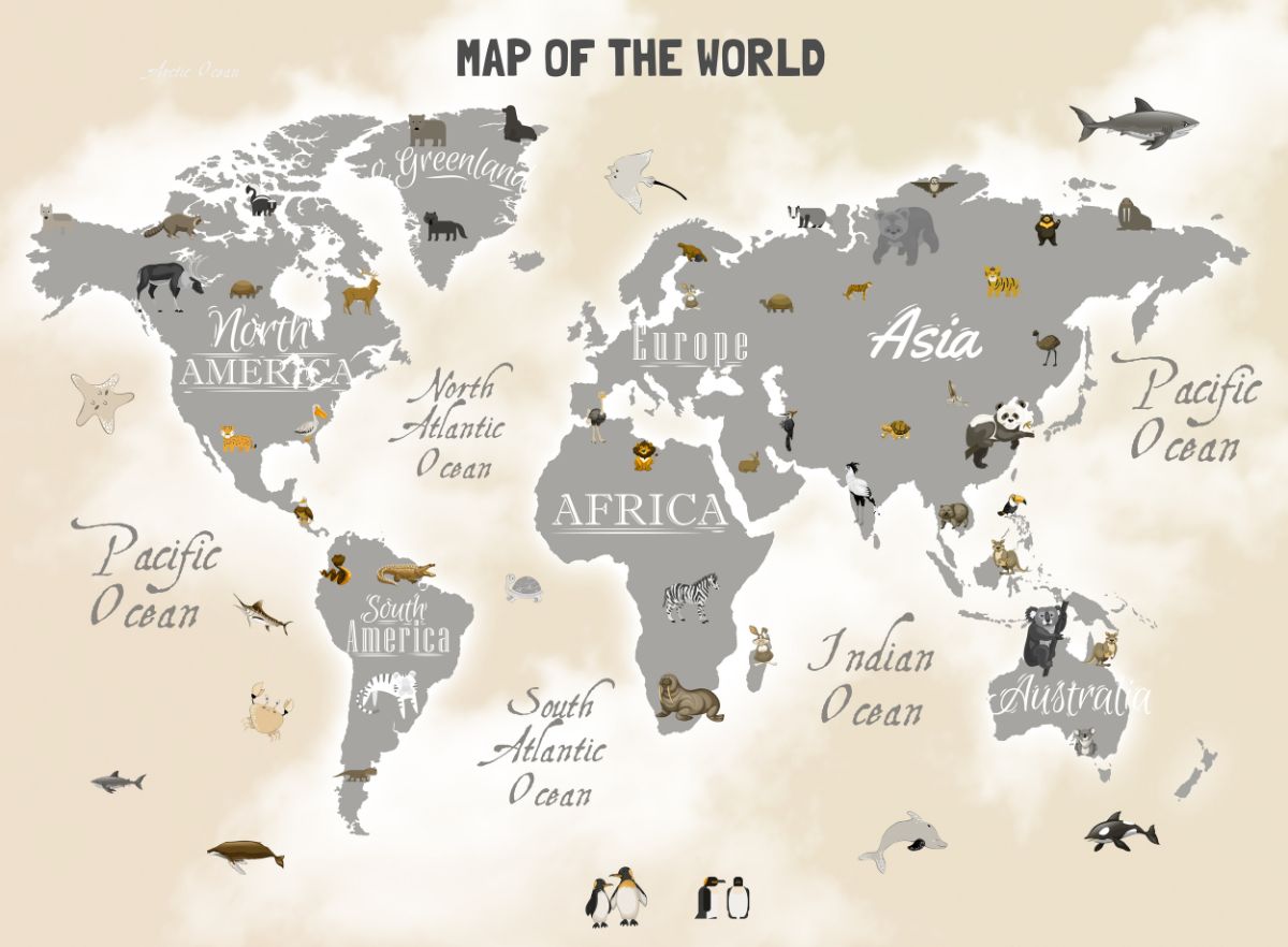 Vintage Style World Map Wallpaper