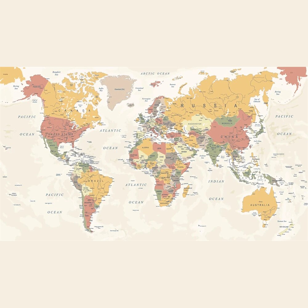 World Map Wallpaper Mural Vintage Atlas