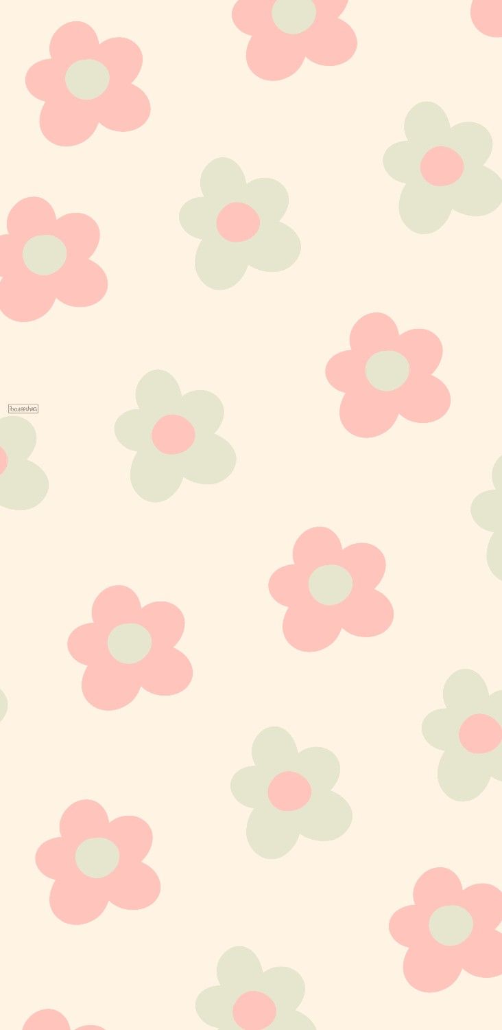 Soft pink and green flower wallpaper