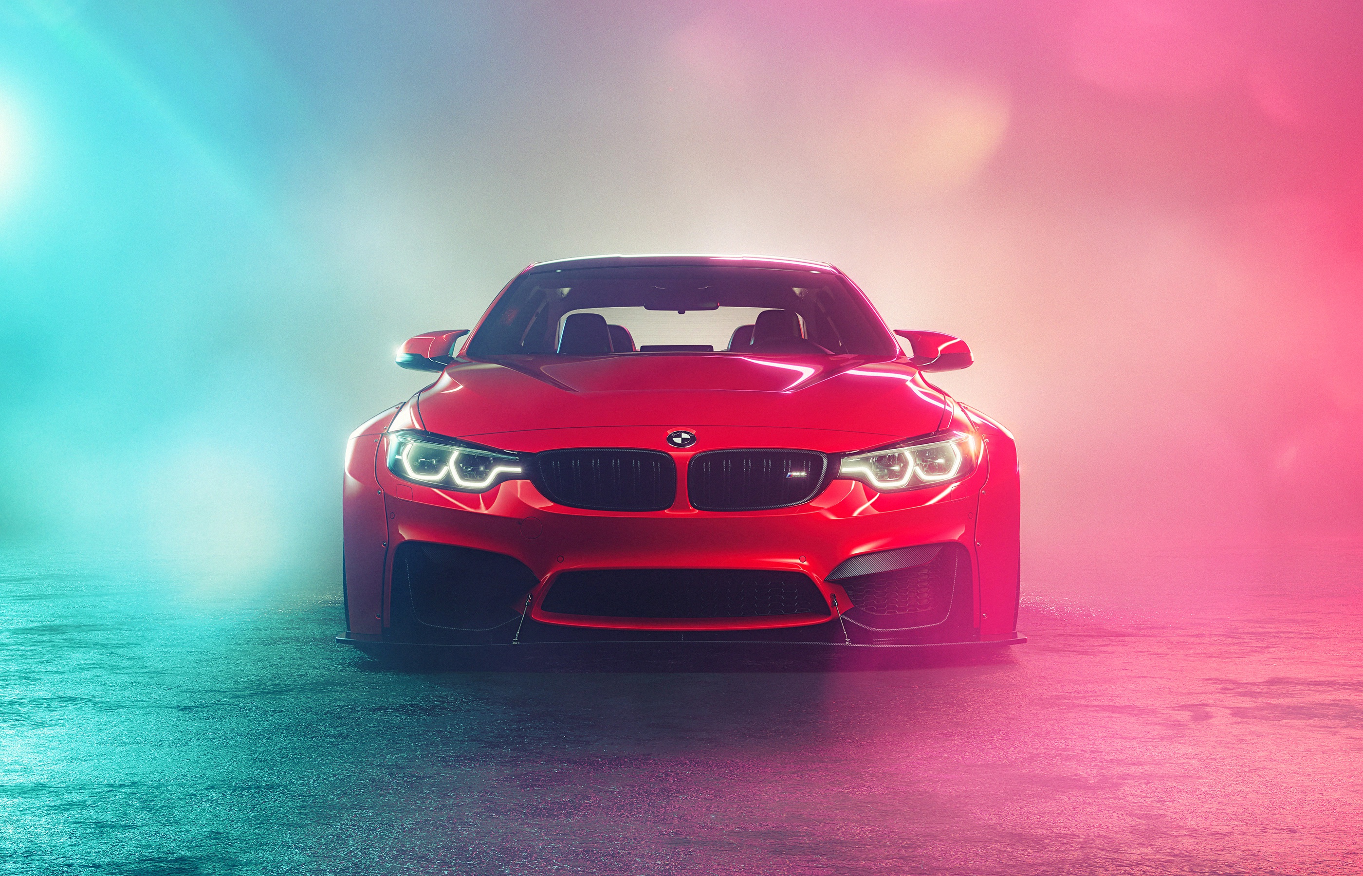 Wallpaper Red, Auto, Smoke, BMW