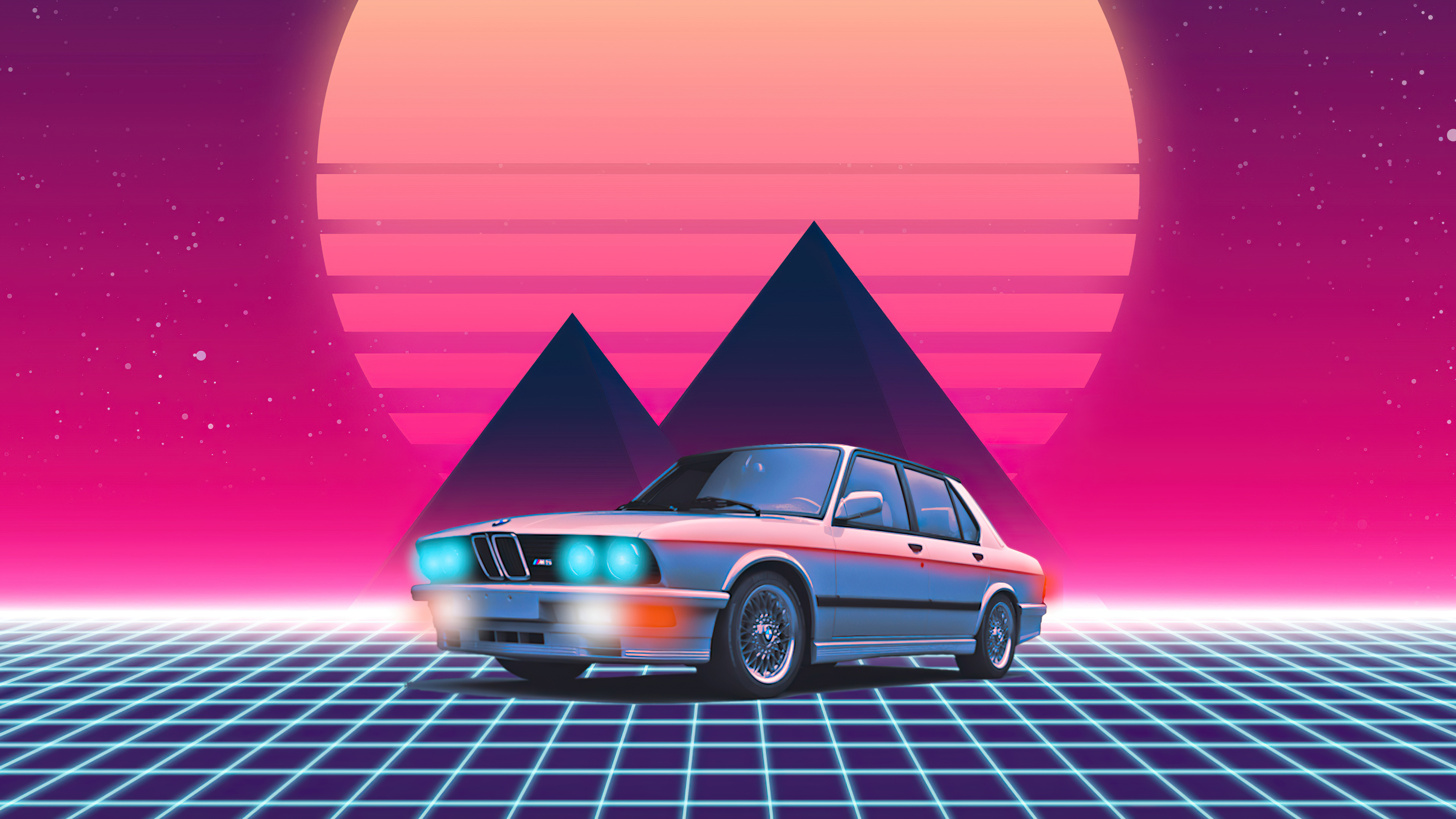 Fond Bmw Retrowave 4k Wallpaper, HD