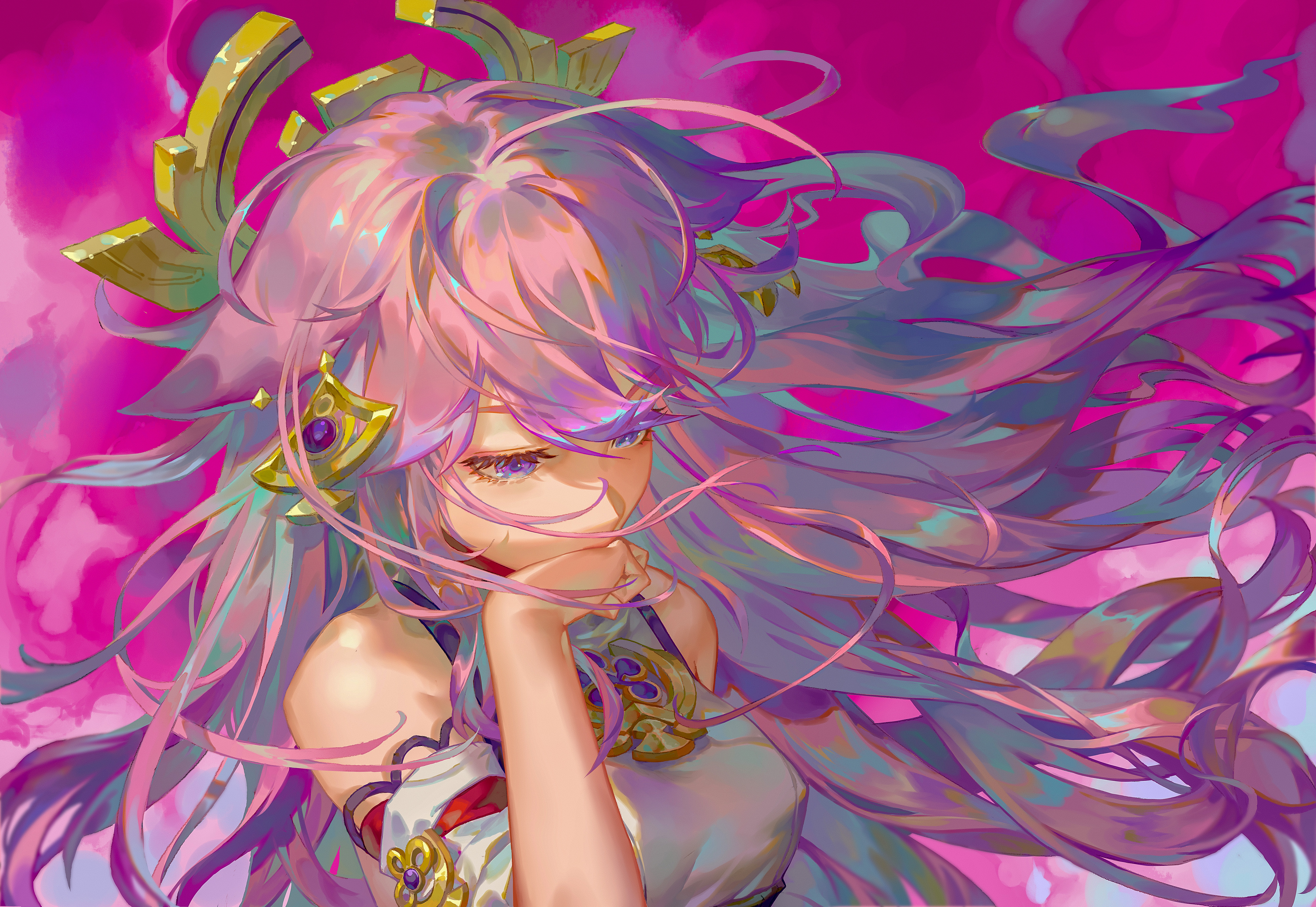 Yae Miko (Genshin Impact), pink hair