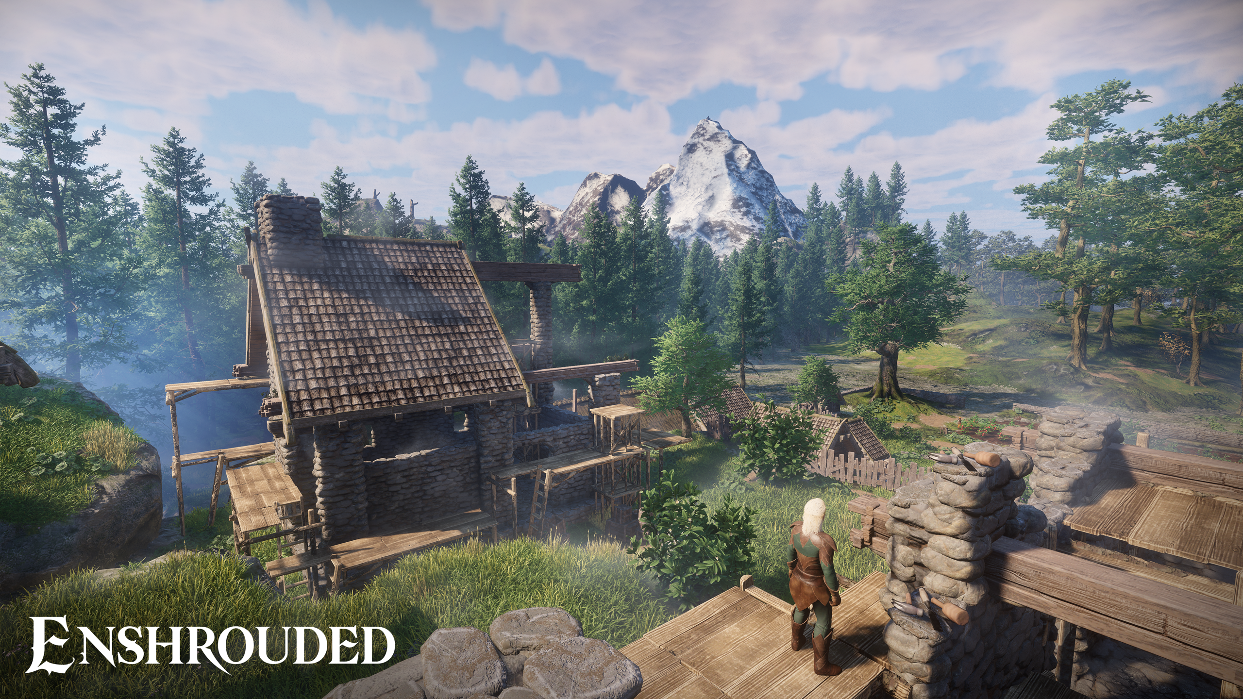 Enshrouded Game Village Scene HD Wallpaper