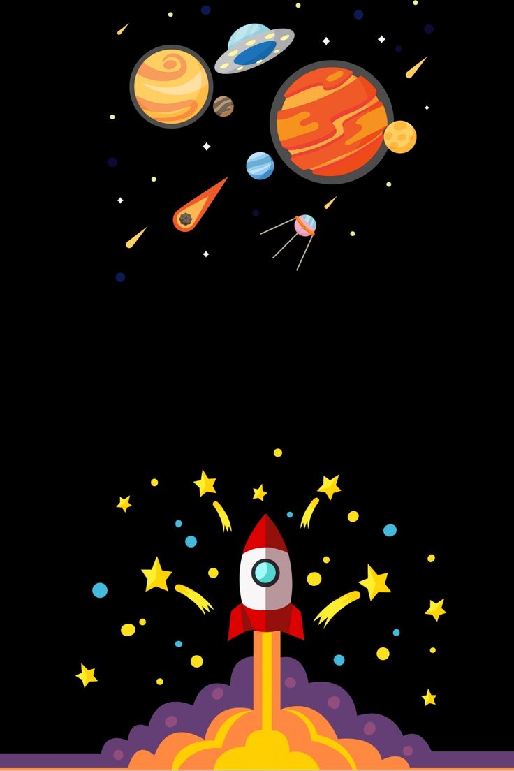 Flat Space Rocket Background Wallpaper
