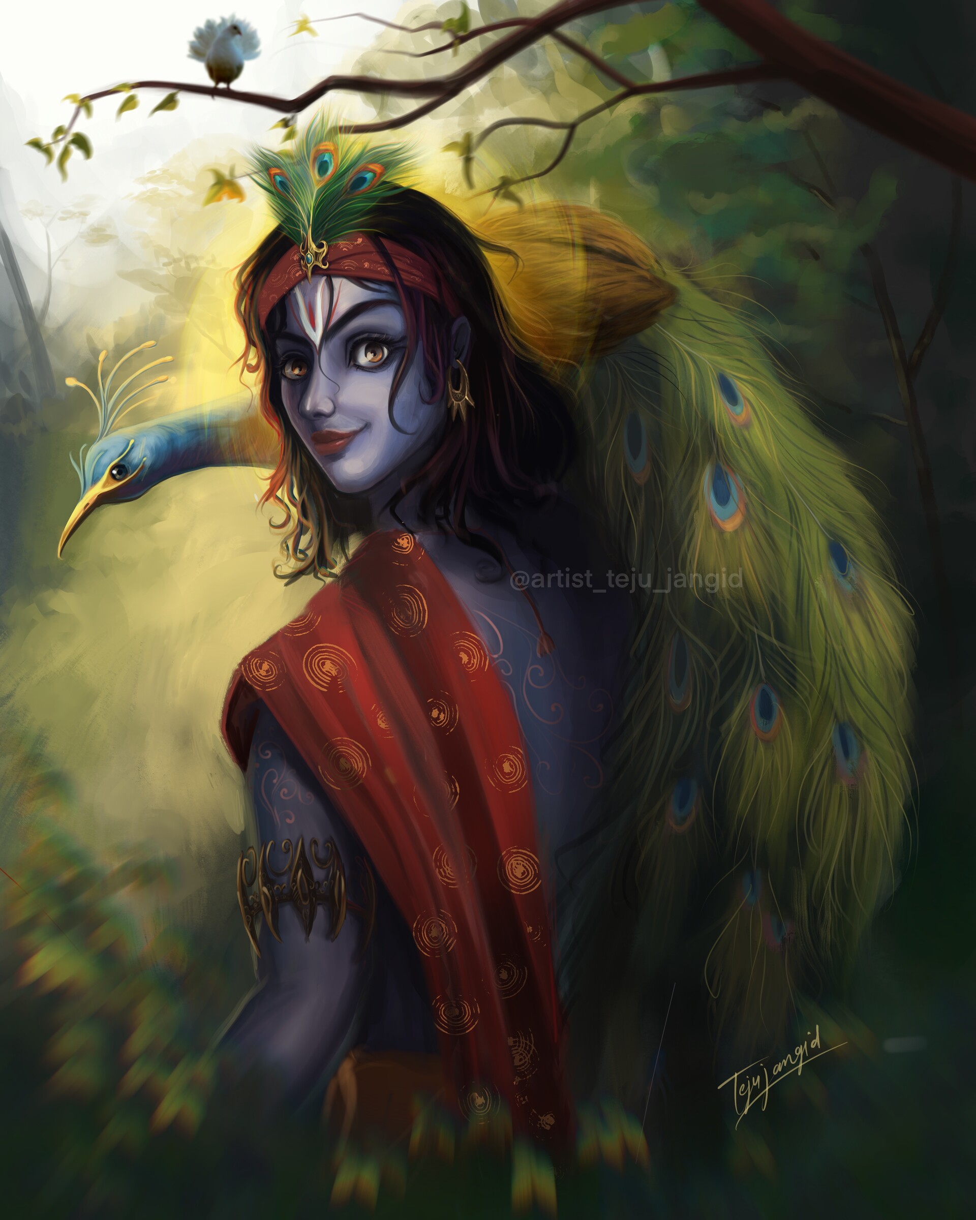 Krishna with peacock