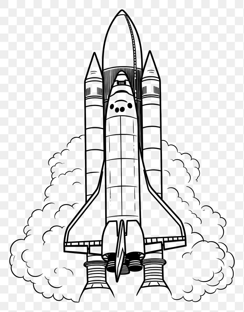 Space Rocket Line Drawing Image. Free