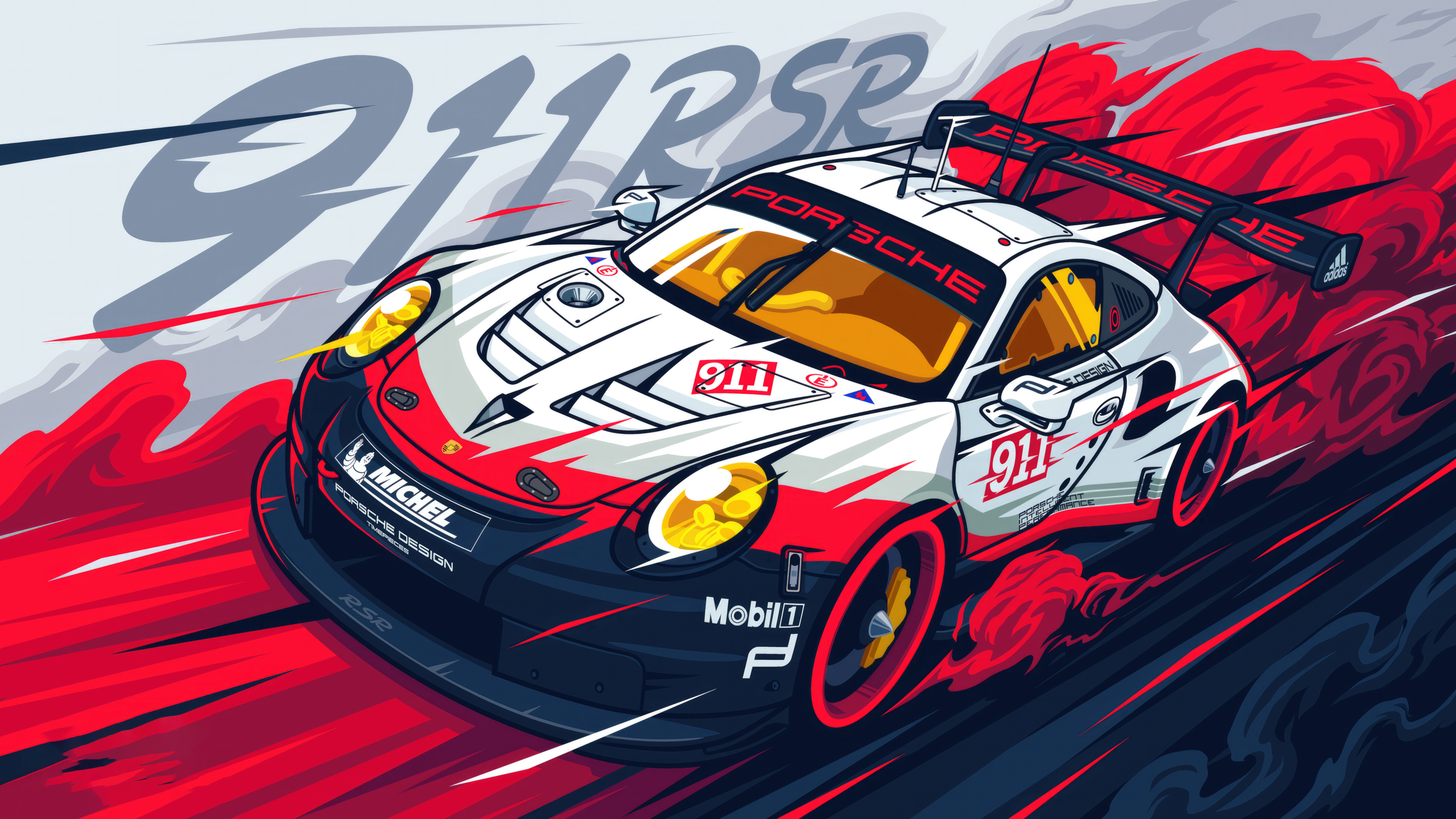 Speeding Porsche 911 RSR Racing Dynamo