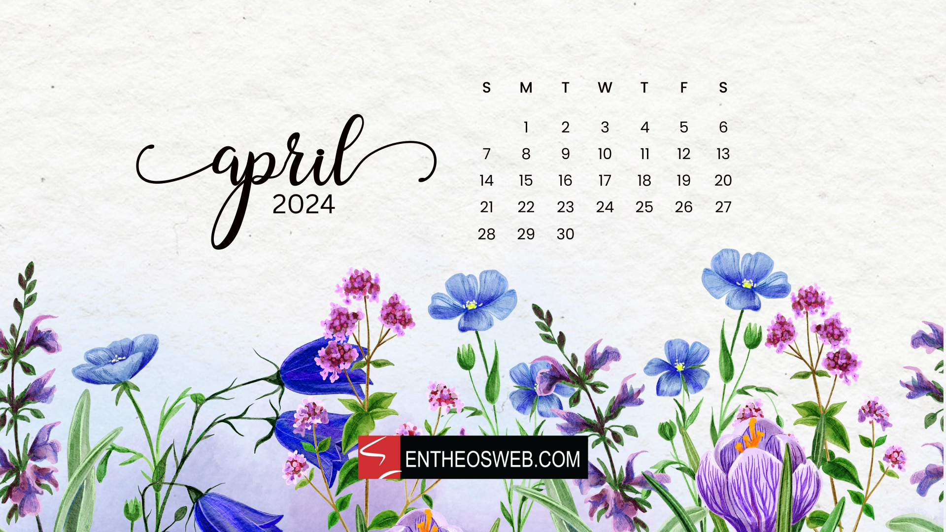 April 2024 Calendar Desktop Wallpaper