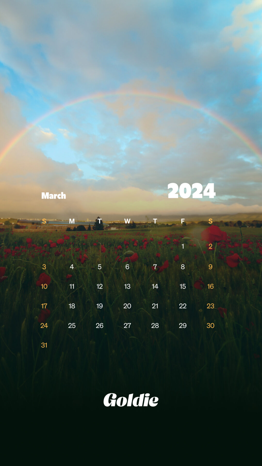 Free March 2024 Calendar Wallpaper
