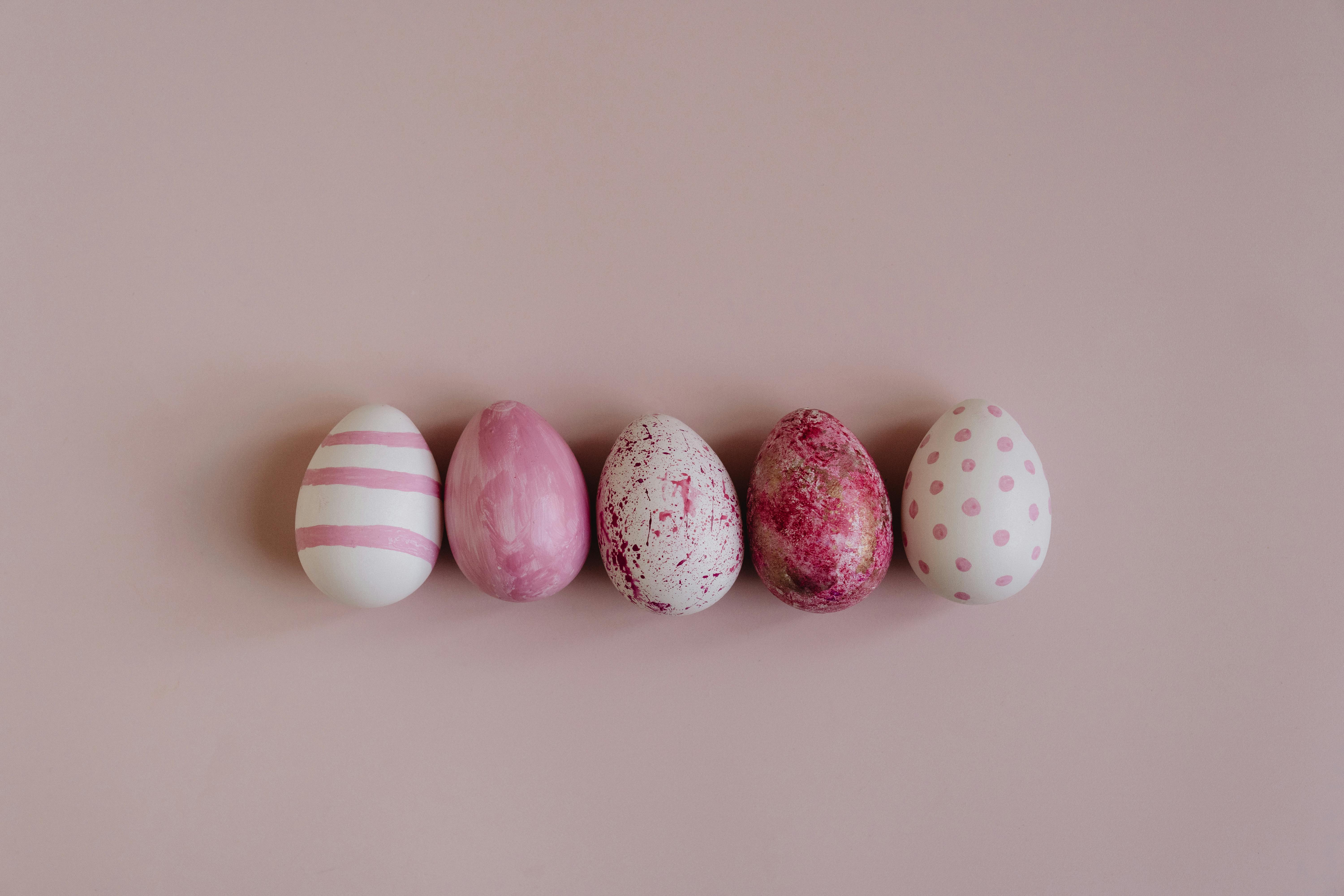 Decorated Easter Eggs on Light Pink
