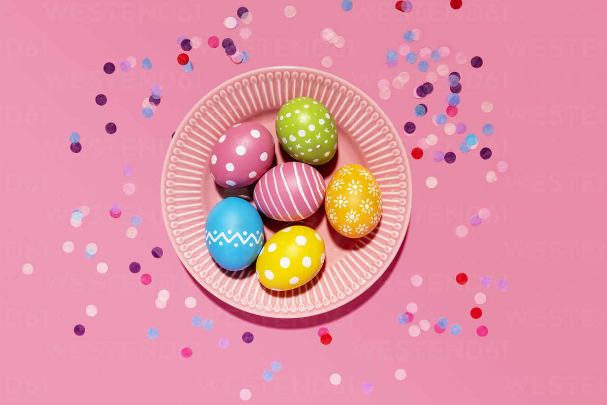 Colorful hand colored Easter eggs