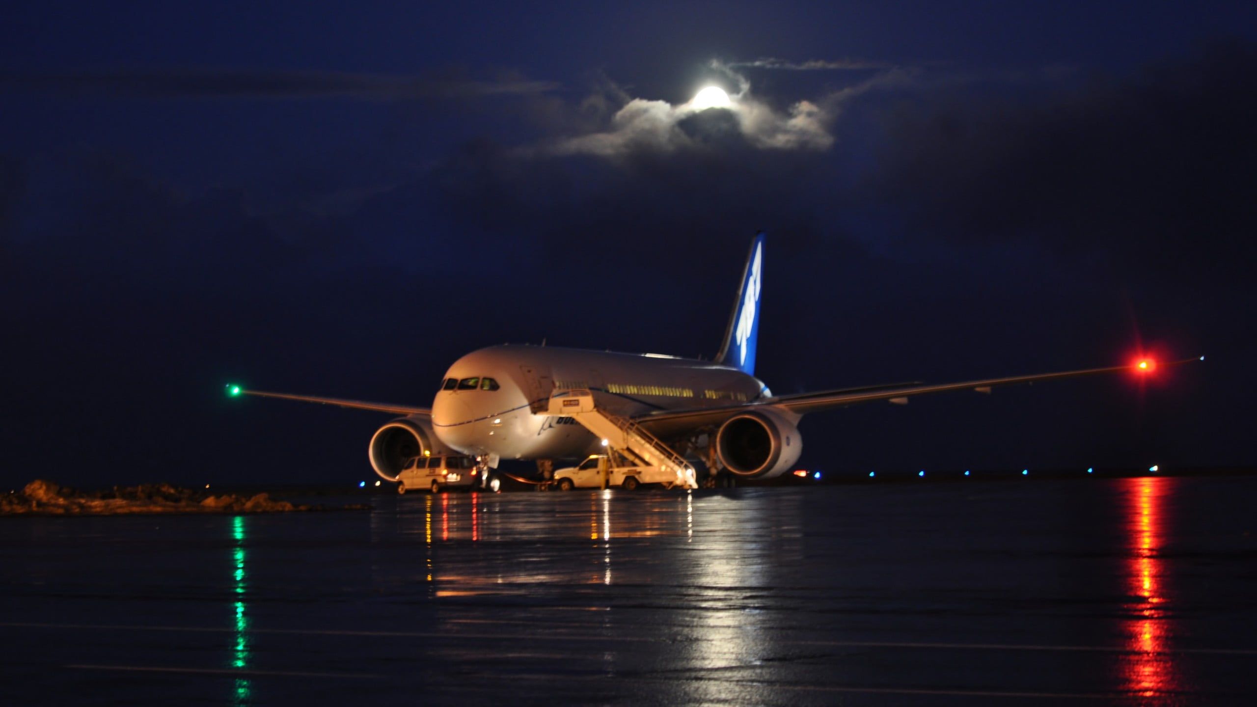 white airplane #airplane #night #lights