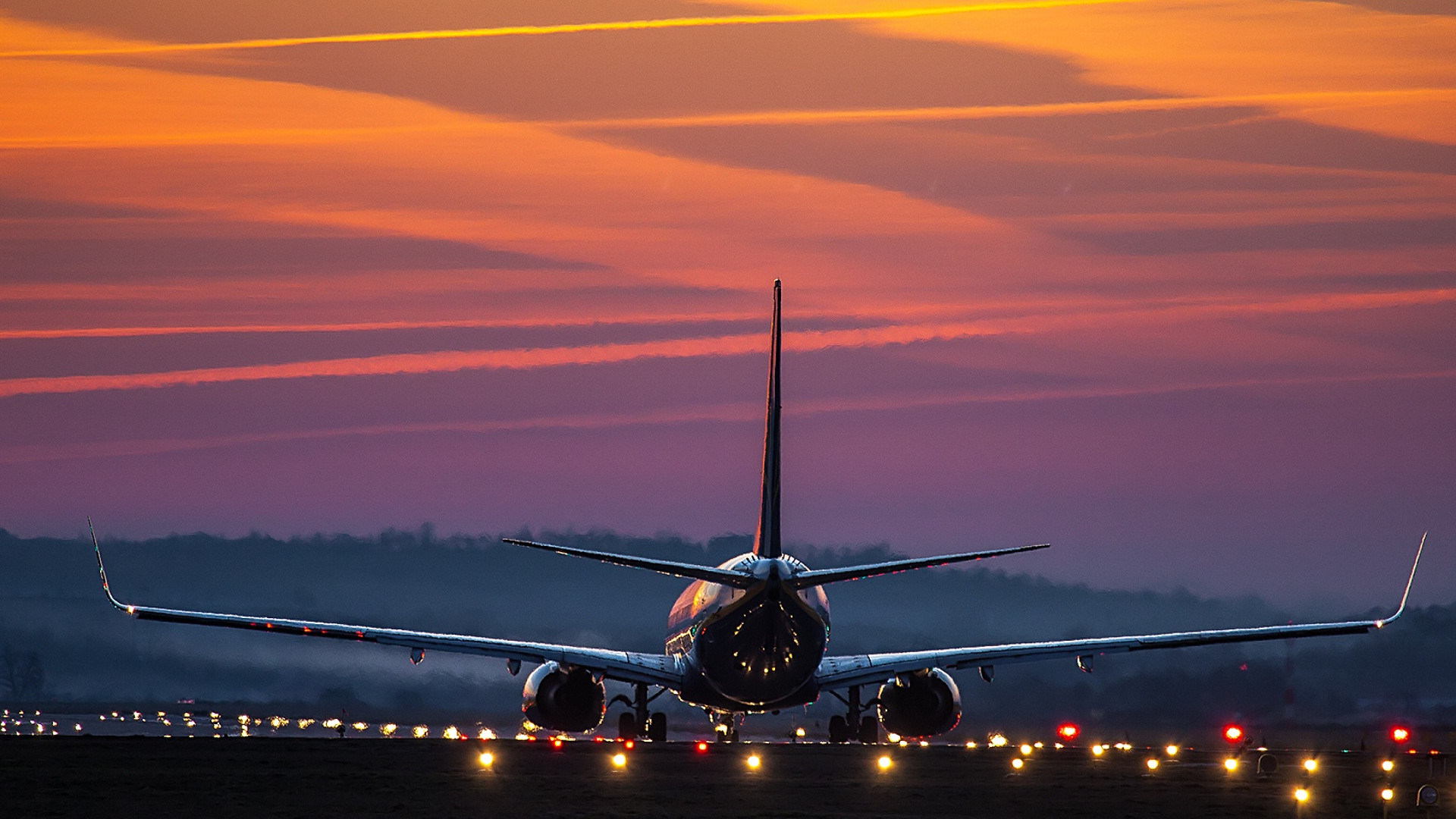 Airplane At Night Wallpaper HD 07488