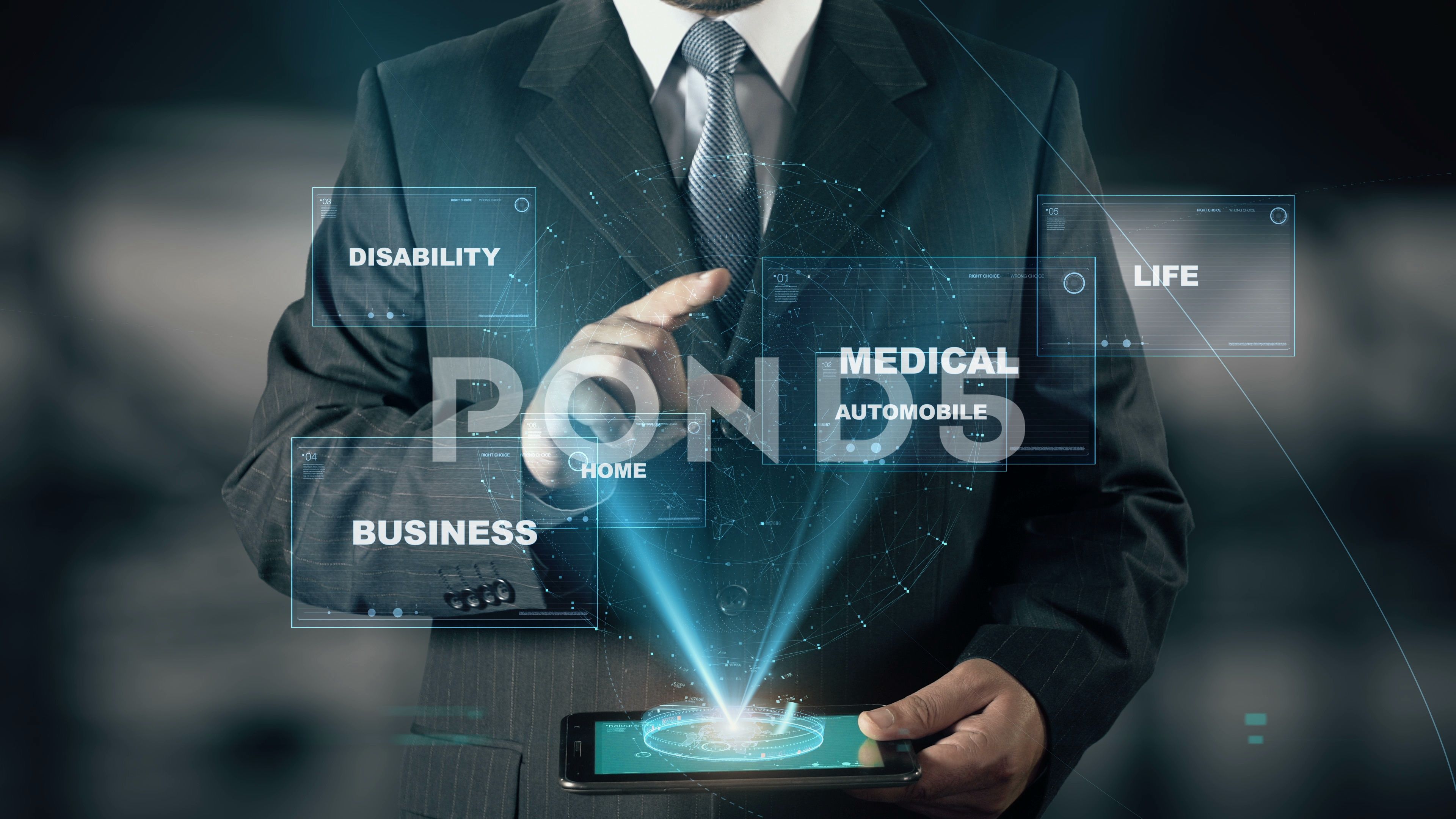 Businessman with Insurance hologram