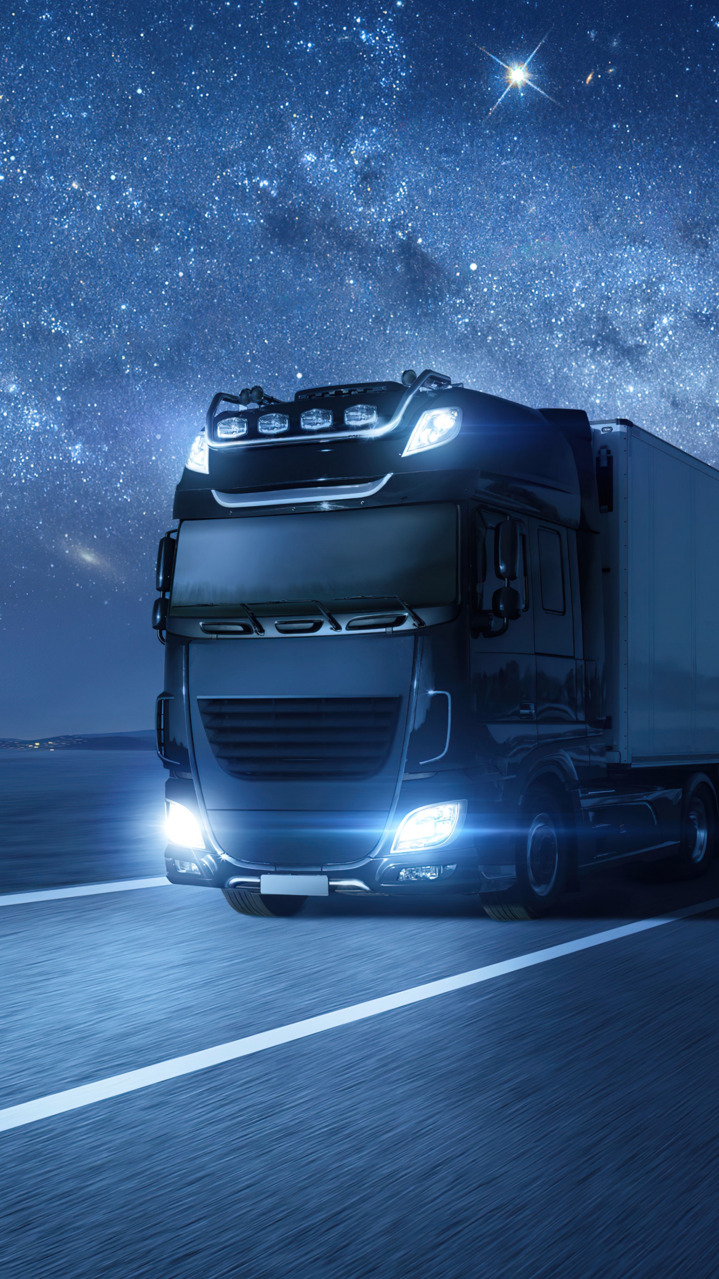 Truck Wallpaper 4K, Night, Highway