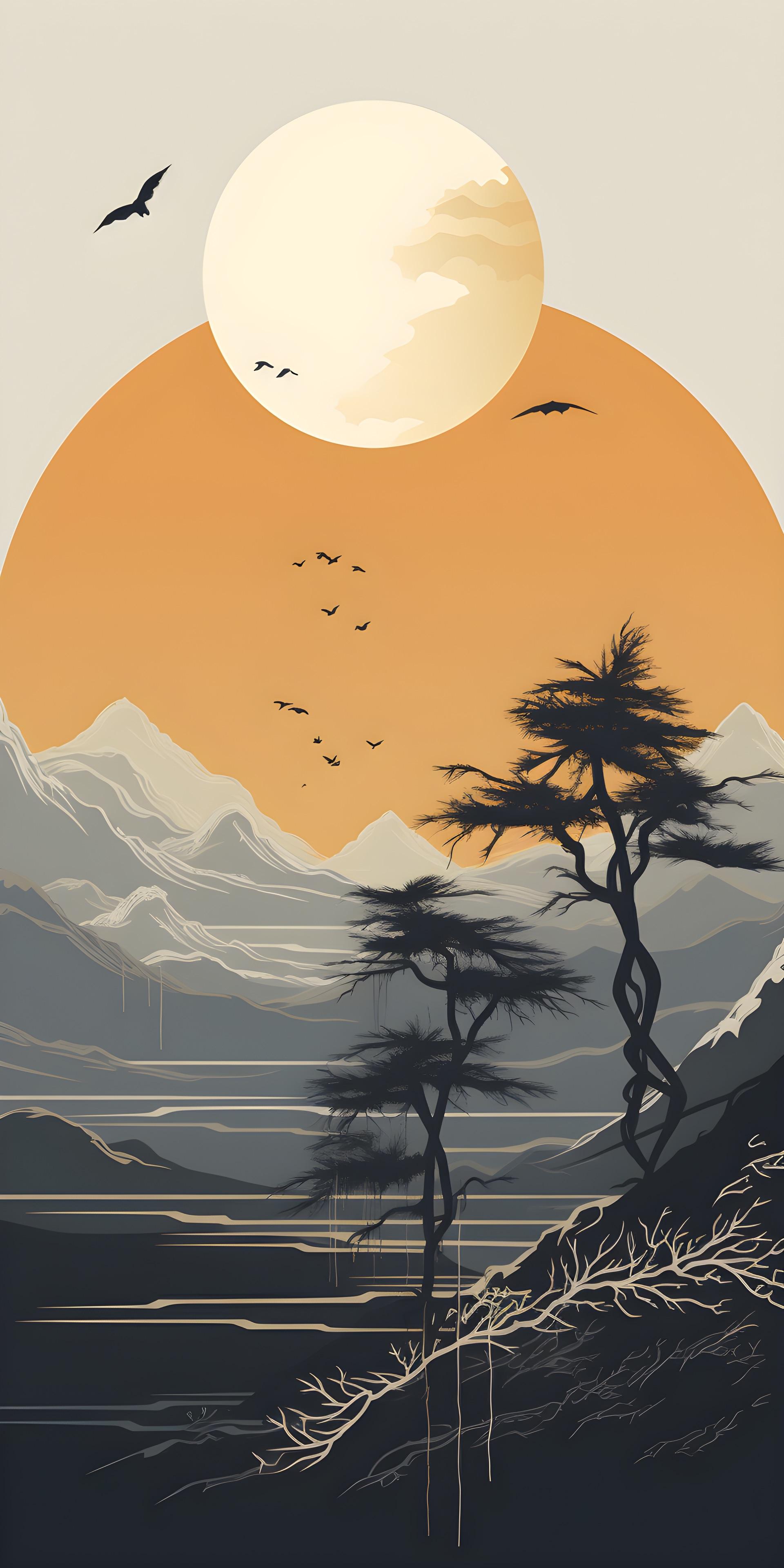 Minimalist Landscape Scenery Wallpaper