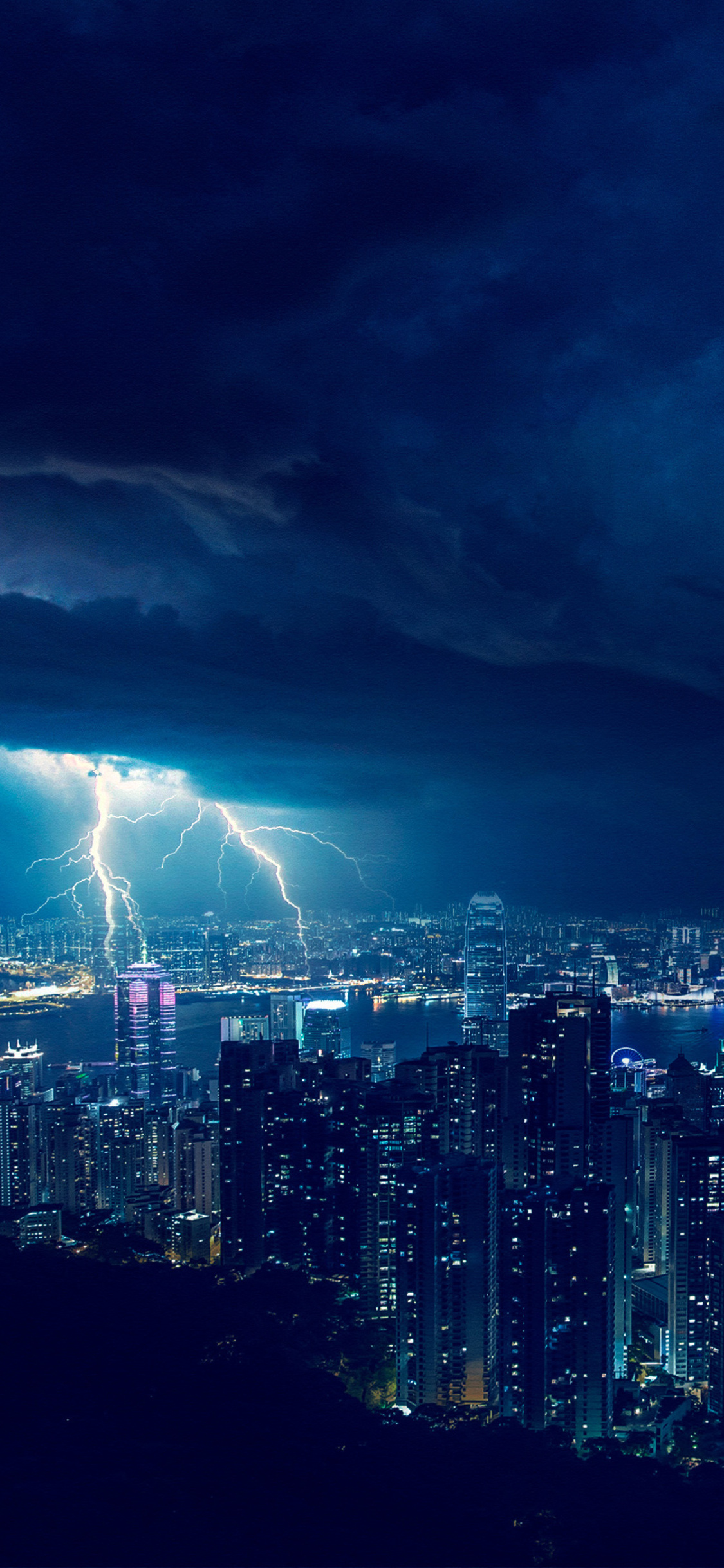 Storm Night Lightning In City