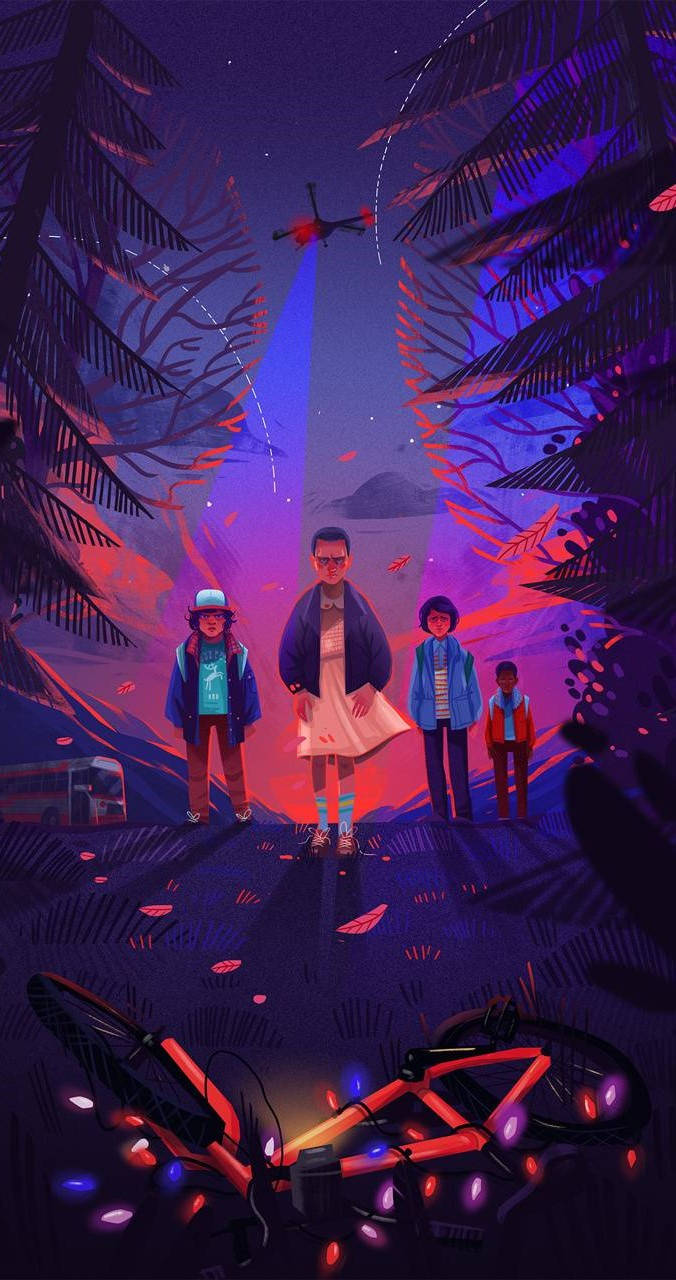 Download Eleven And Friends Stranger Things Phone Wallpaper