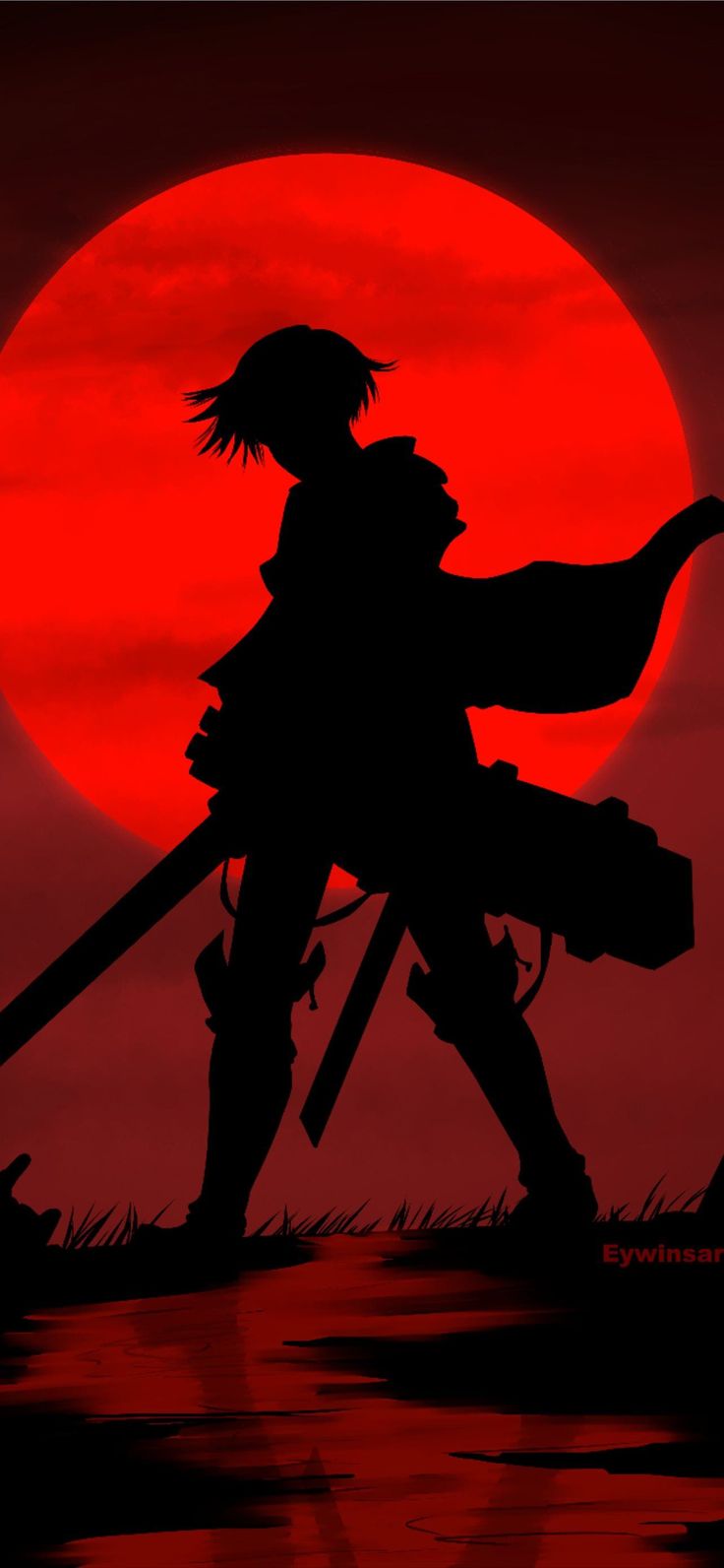 Levi Ackermann Red moon iPhone Wallpaper