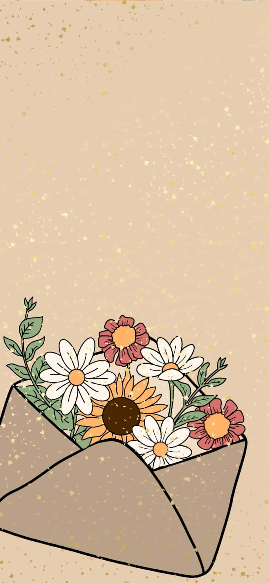 Background With Envelope Of Flowers