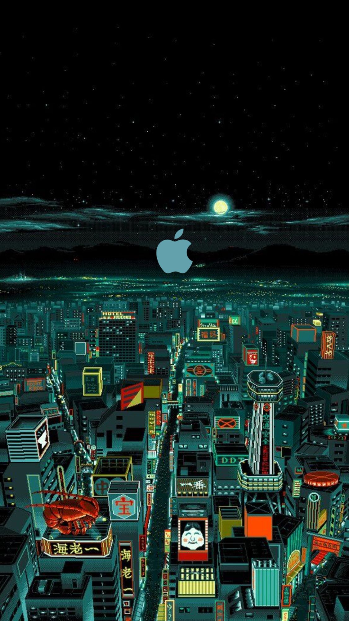 Wallpaper iphone neon, Pixel art