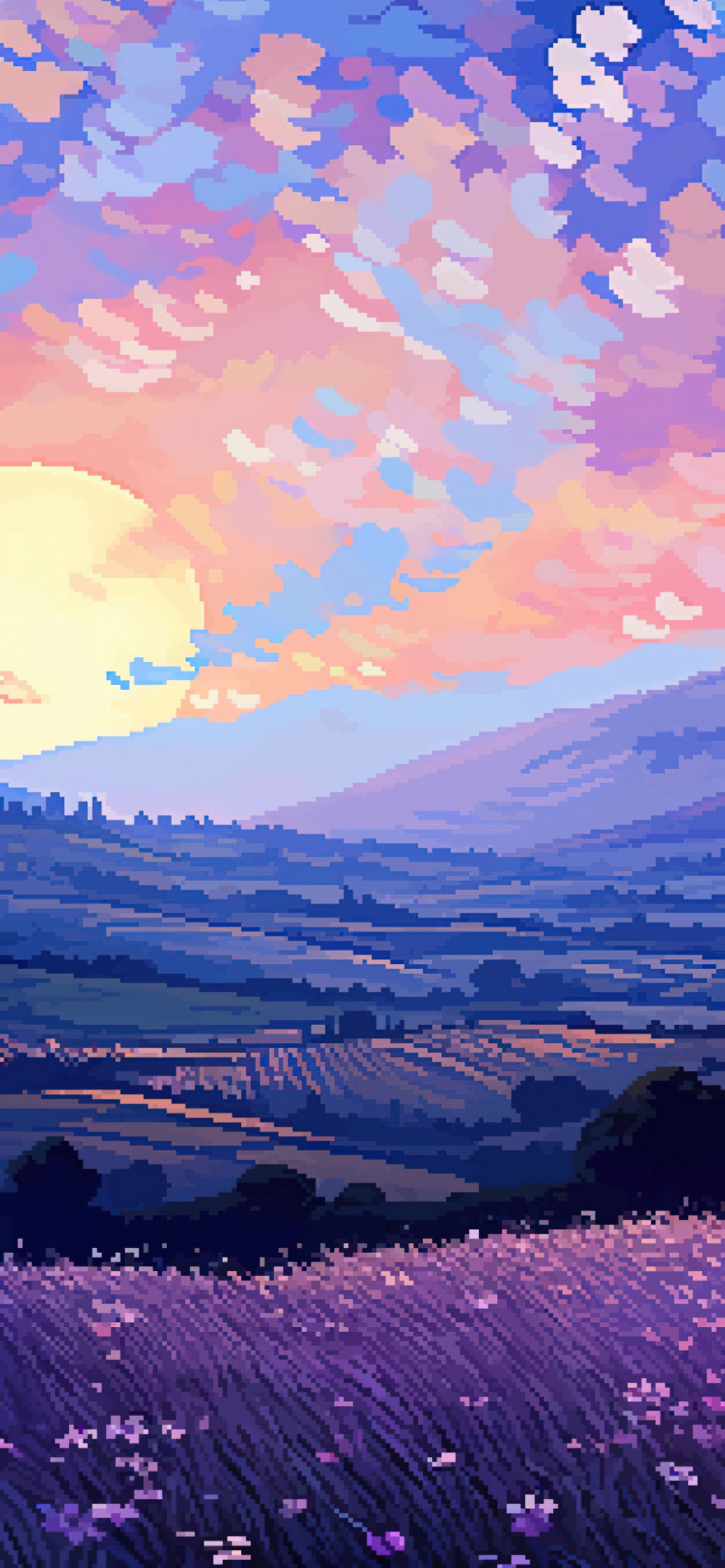 Tuscany Wallpaper 4K, Pixel art, Sunset