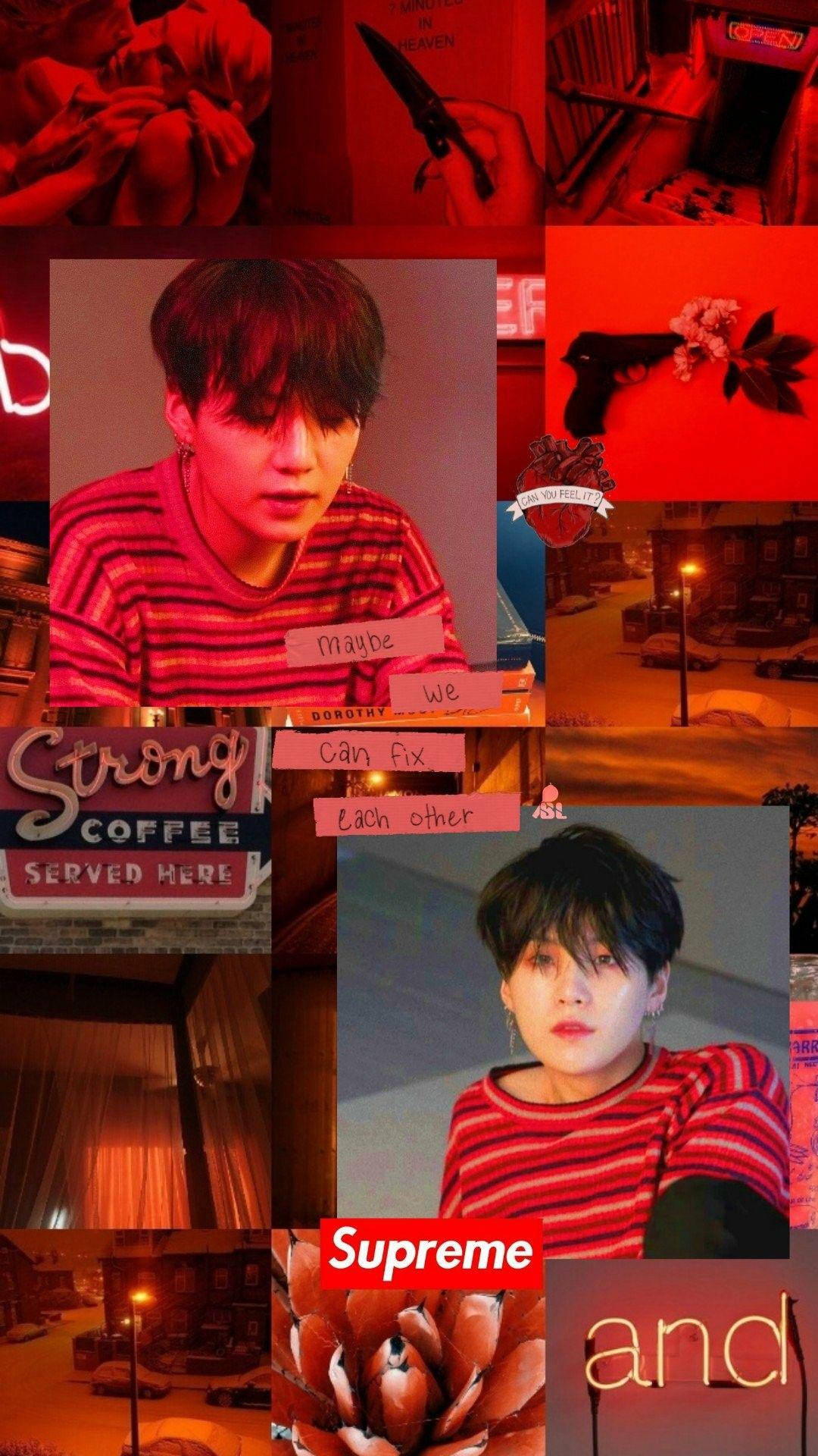 Download Cool Bts Suga Red Aesthetic