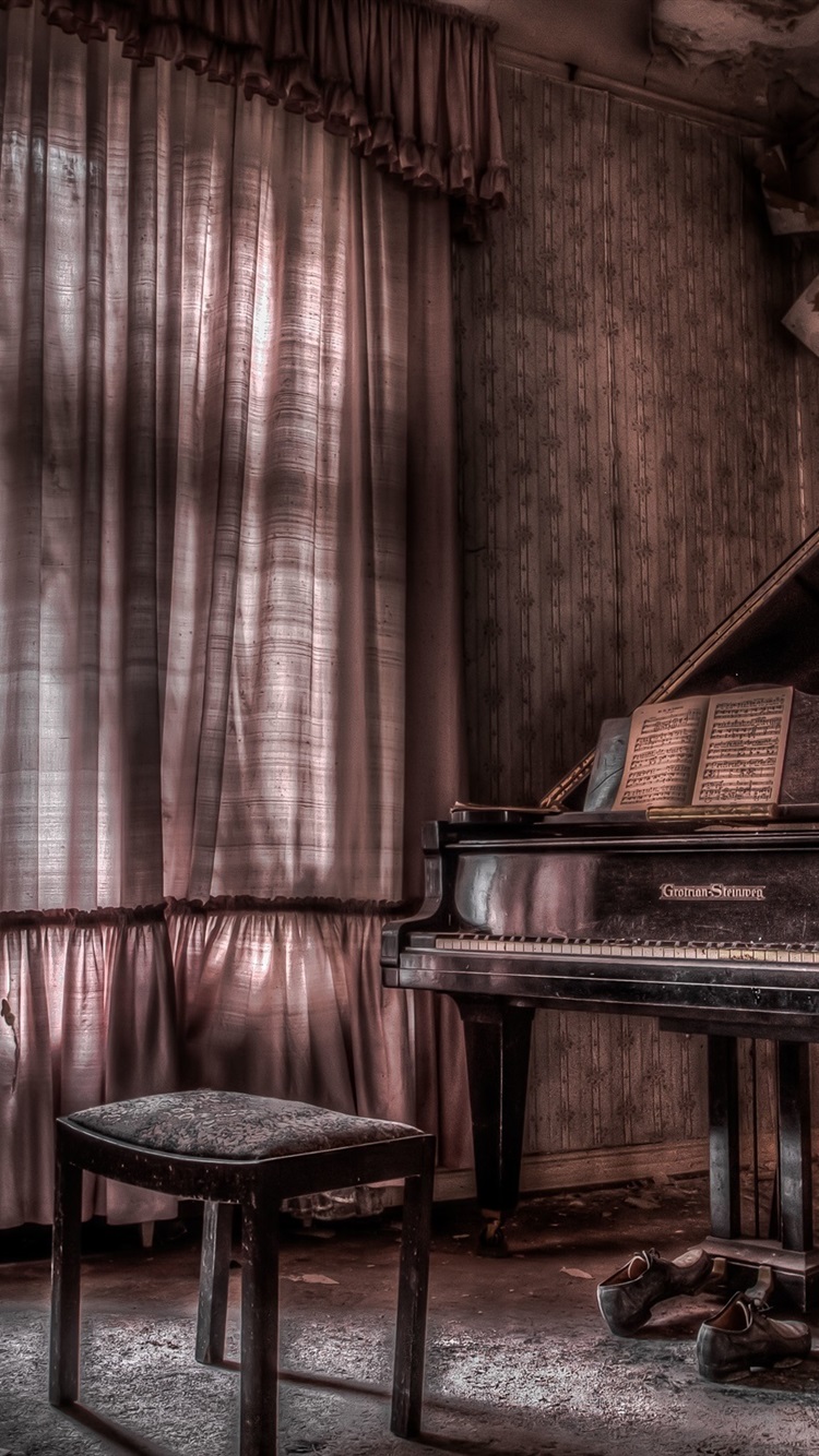 Room, piano, music, dust 750x1334