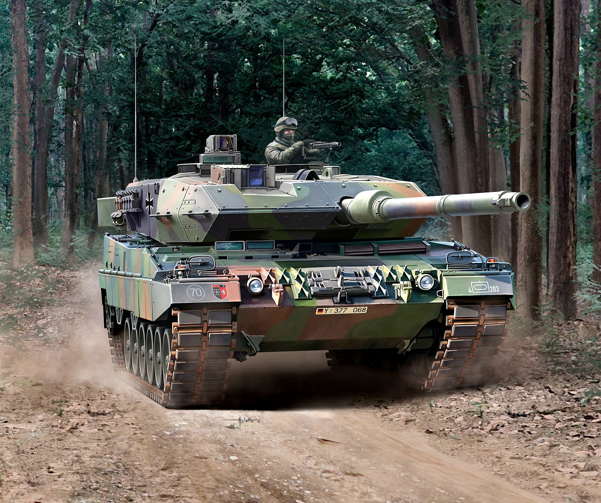 Wallpaper Germany, Forest, Leopard 2A6
