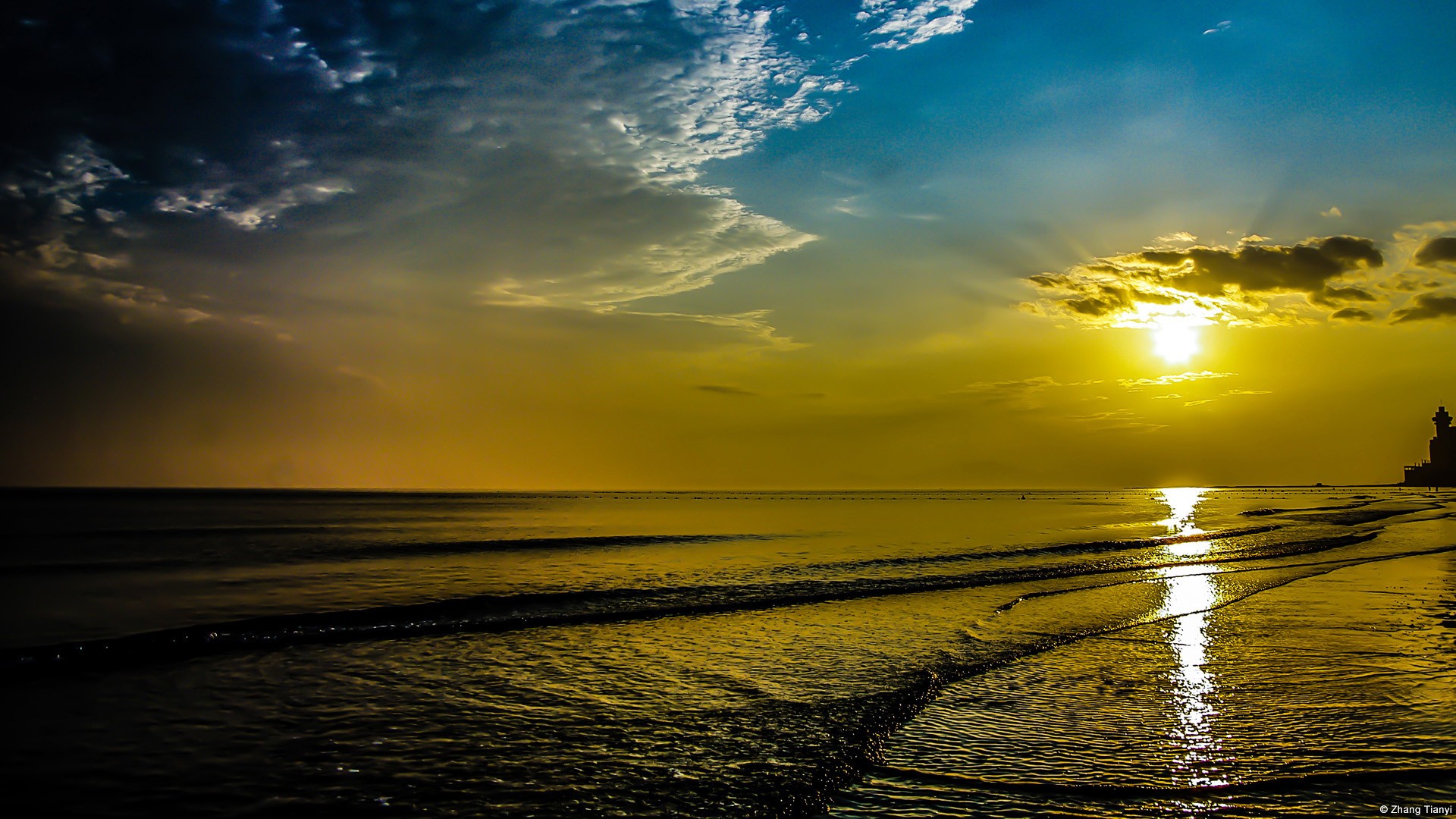 beach Sunrise Desktop wallpaper 1600x900