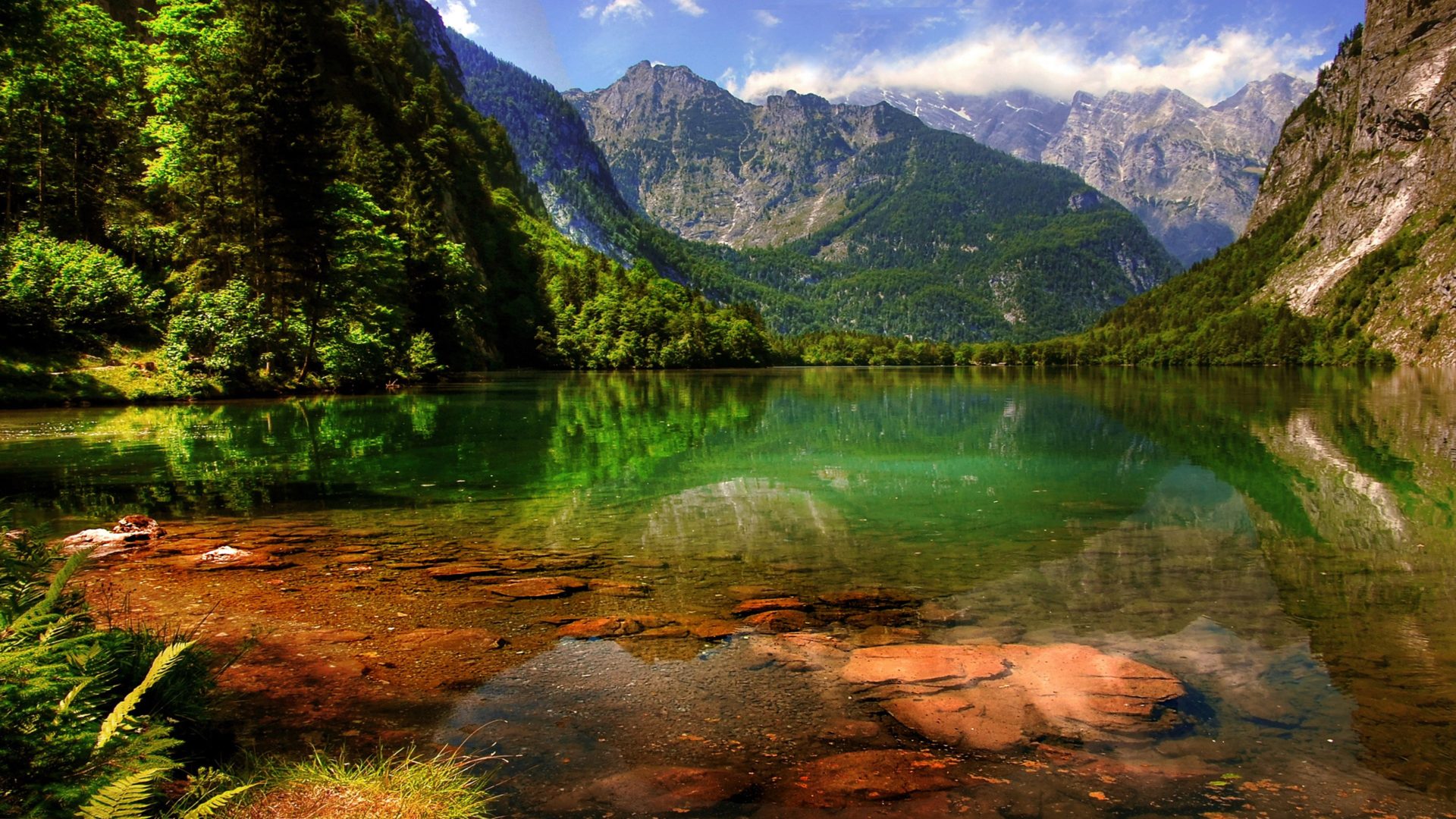 Lake Konigssee Alpine Mountains