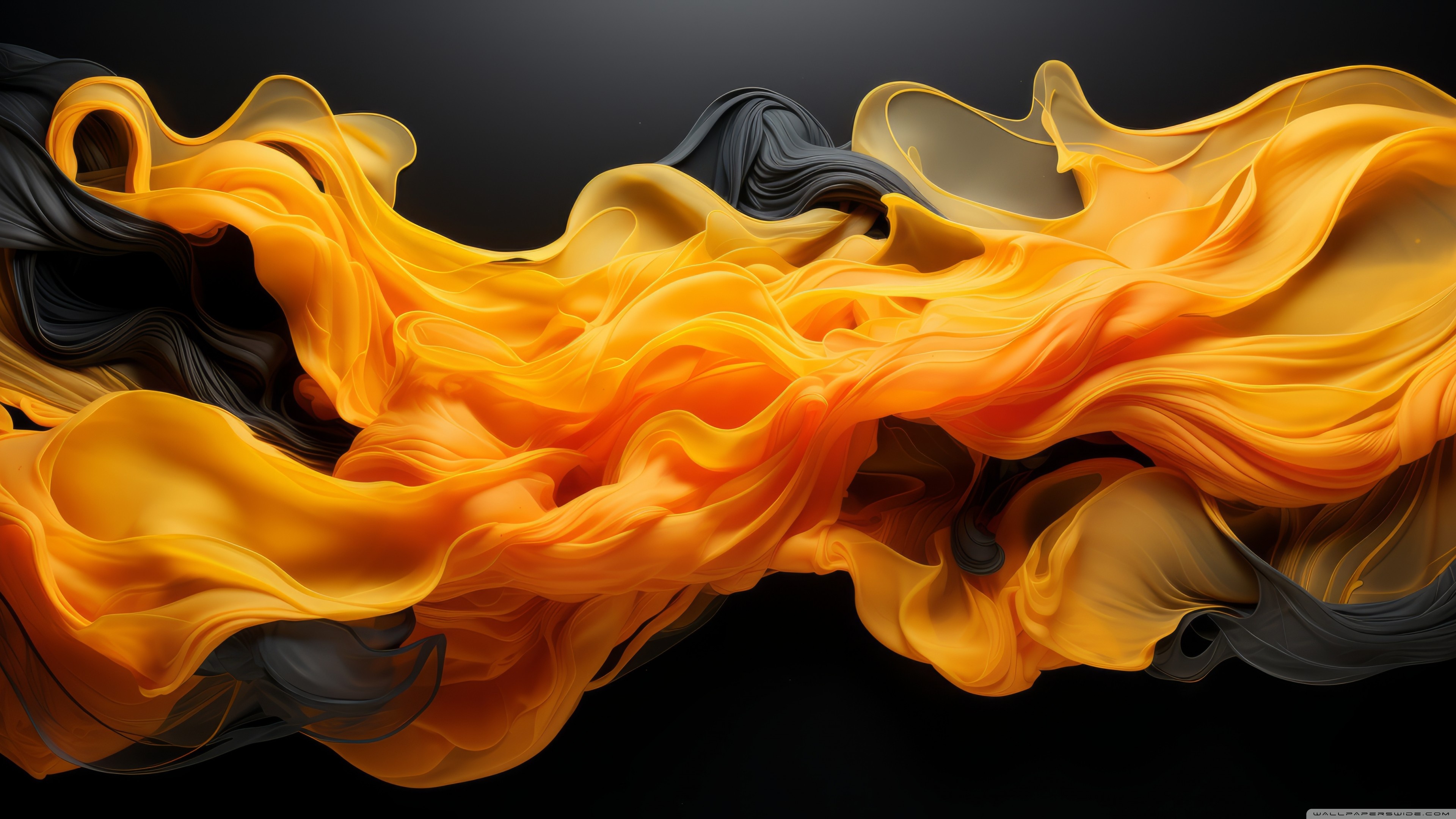 Black Orange Yellow Abstract Art Ultra