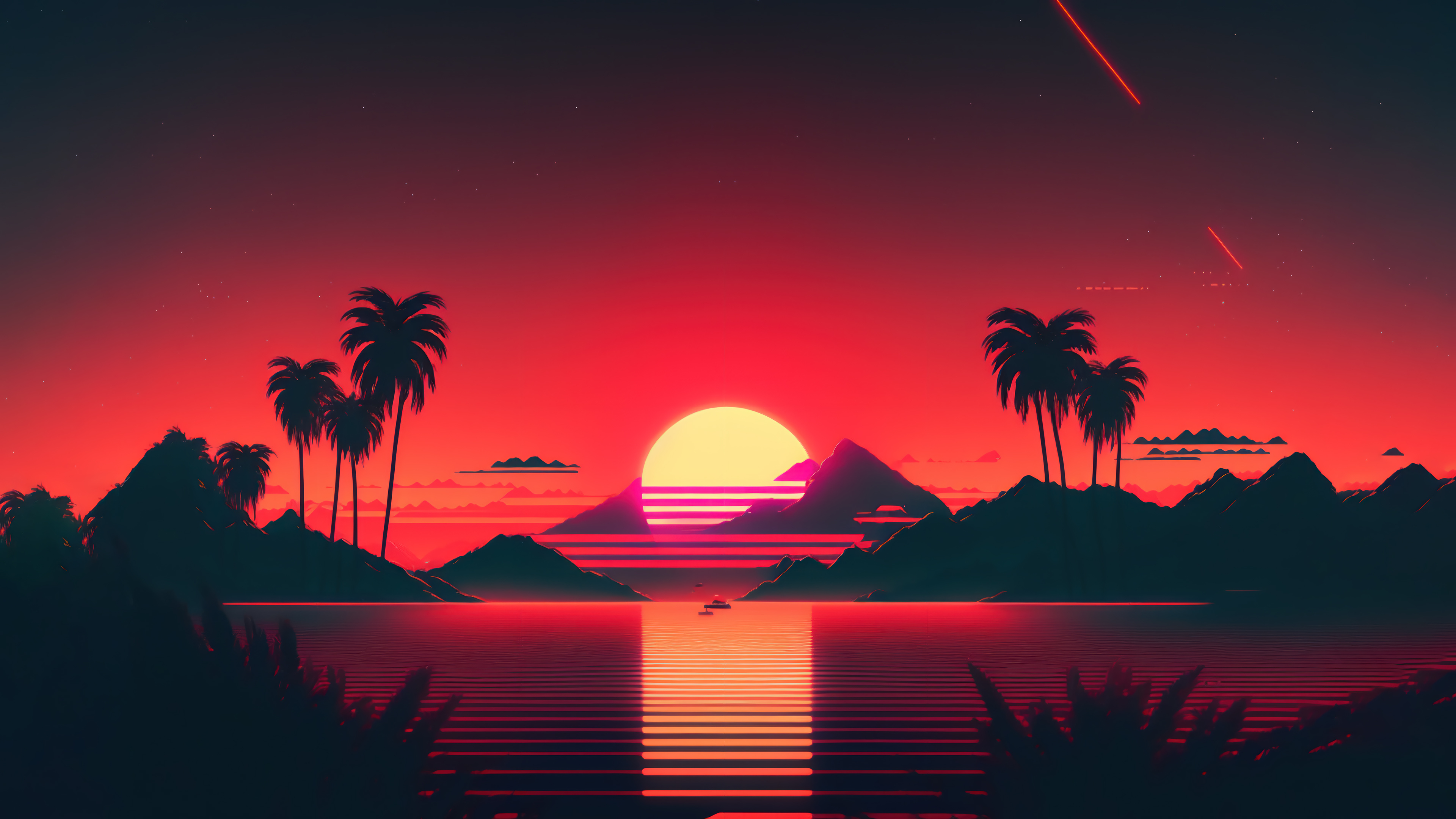 Sunset Scenery Digital Art 4K Wallpaper