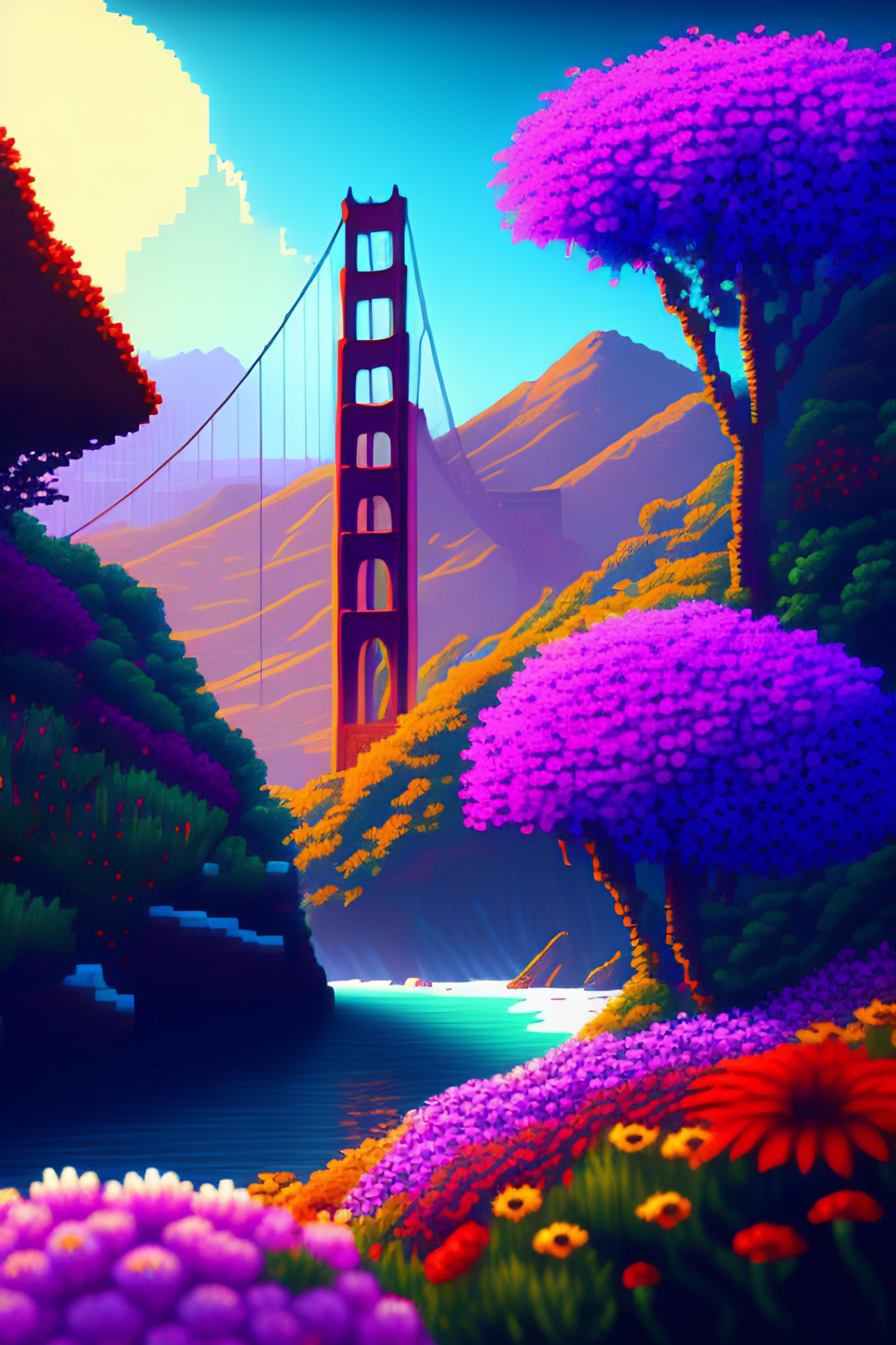 Pixel art san francisco. 3D