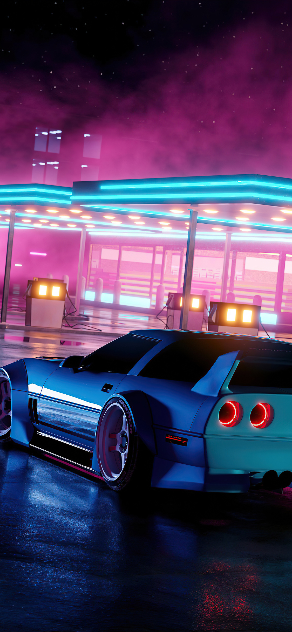 Cotton Candy Neon Car 4k