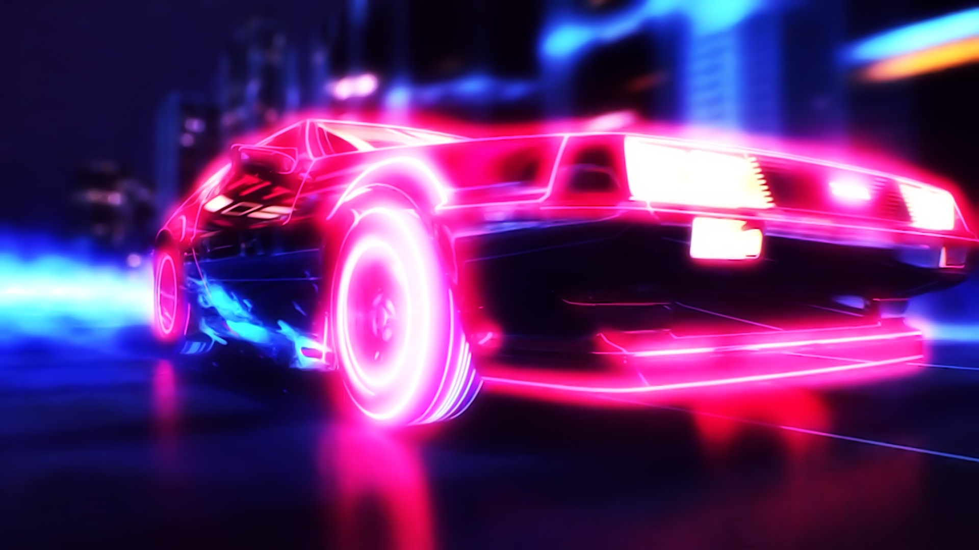 Wallpaper car, Neon, Synthwave for mobile and desktop, section музыка, resolution 1920x1080