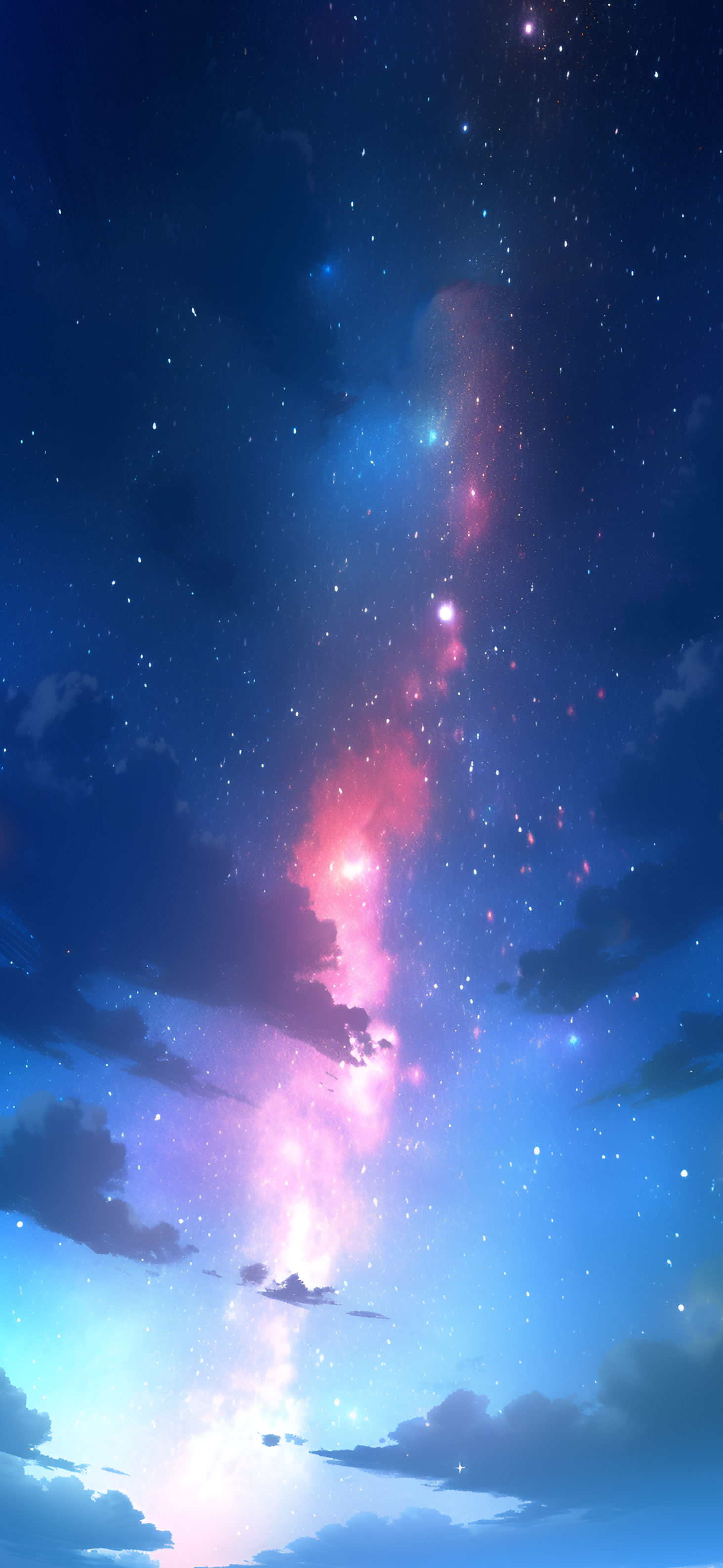 Bright Starry Sky with Red