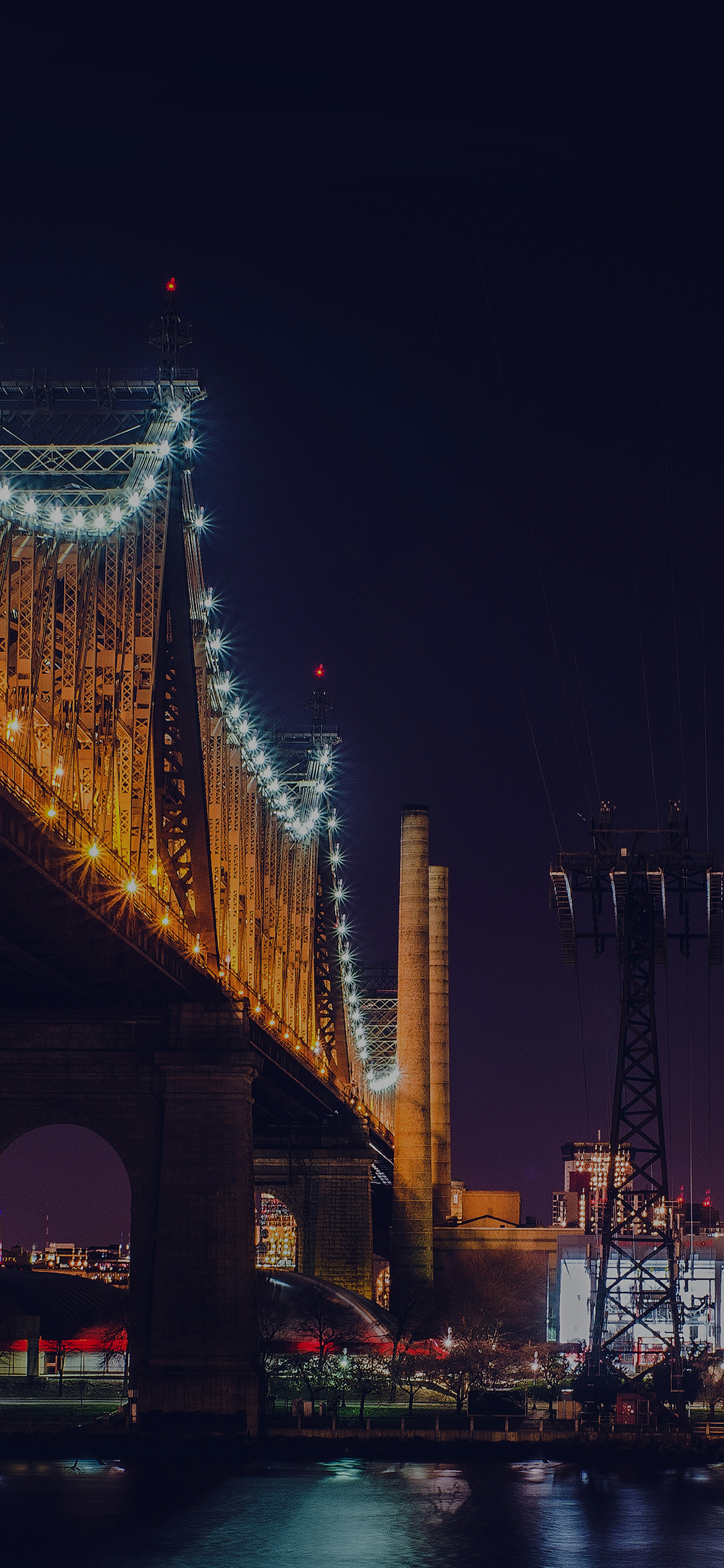 City Night Bridge Light View Dark