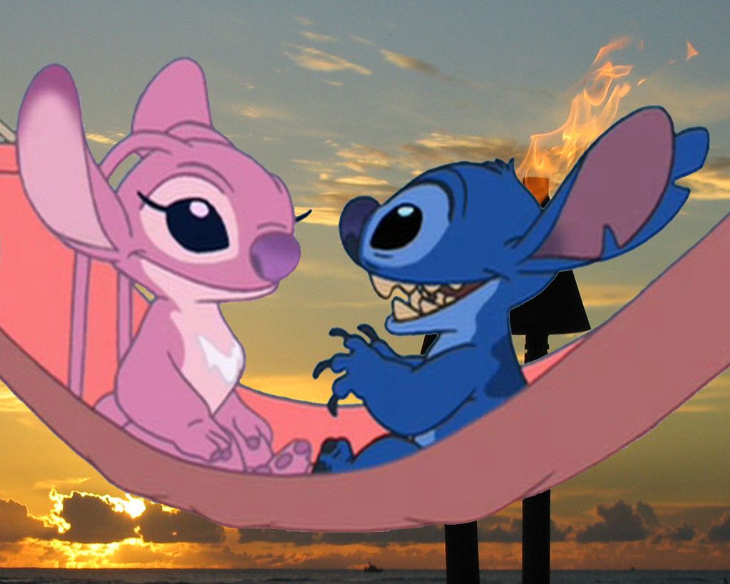 Stitch and angel, Cute disney wallpaper