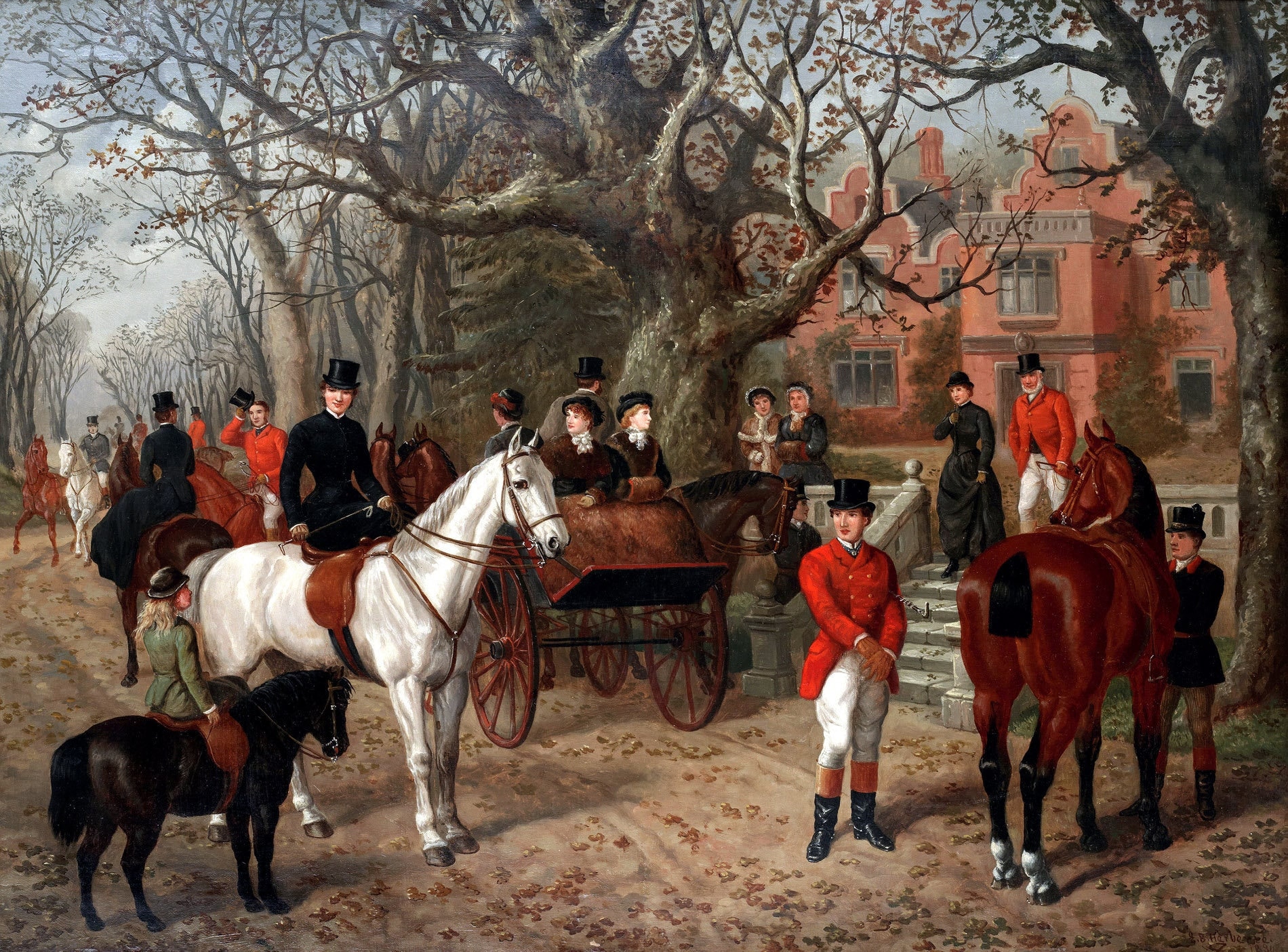 The Meet 1884 Fox Hunt Painting Edward