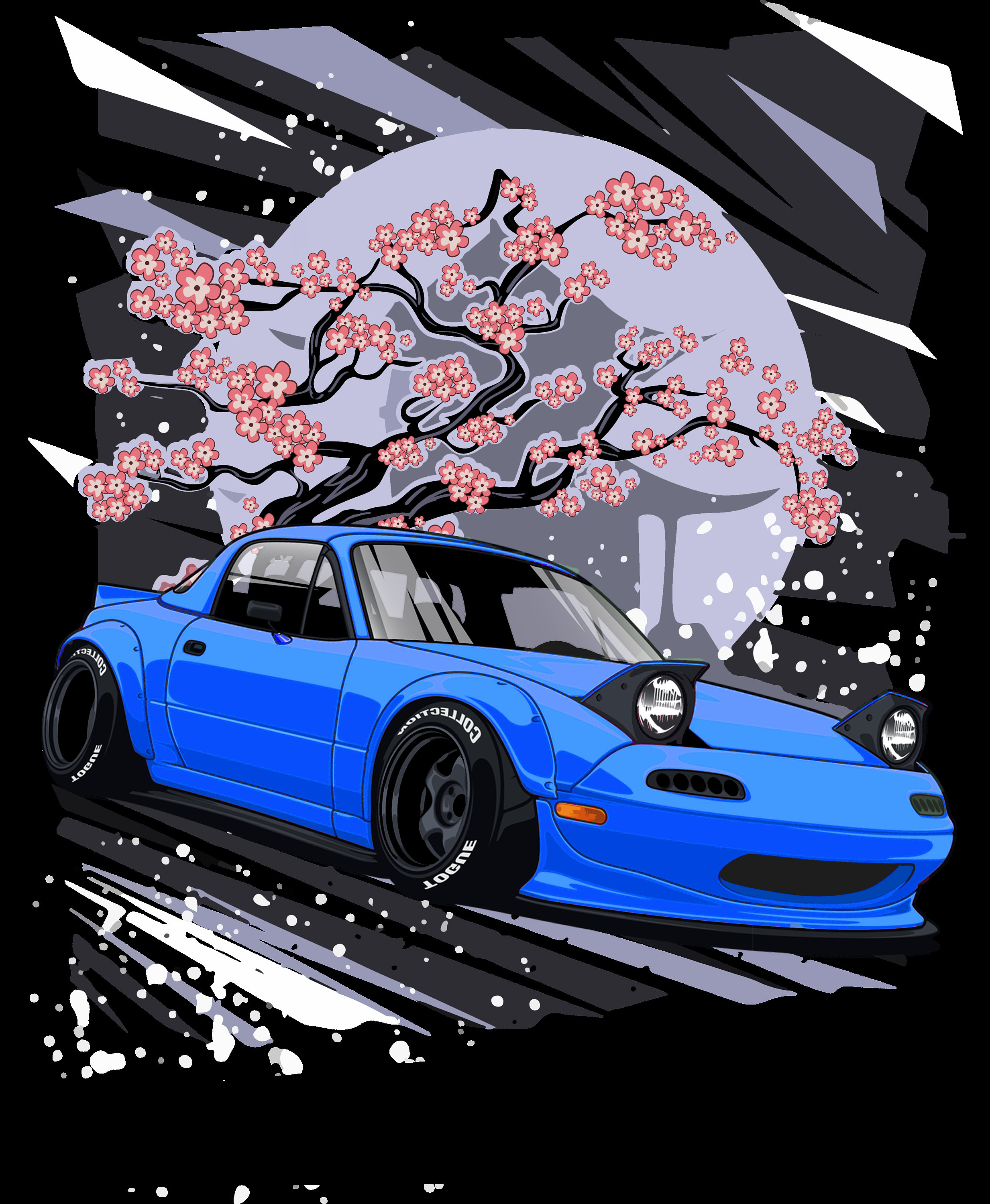 Mazda MX5 Blossom Back Drop blue, Pink