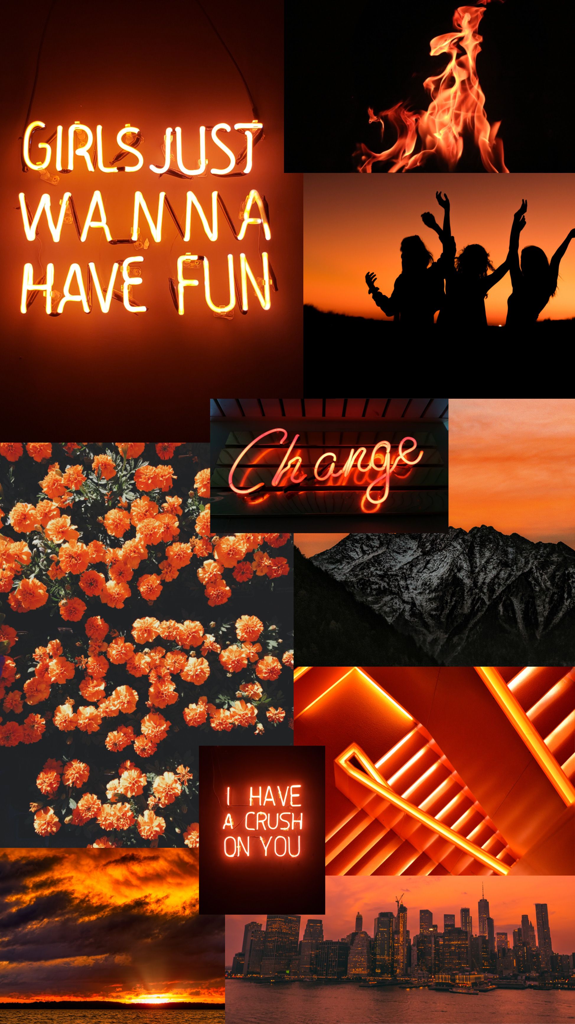 Neon Orange Aesthetic Wallpaper, Neon