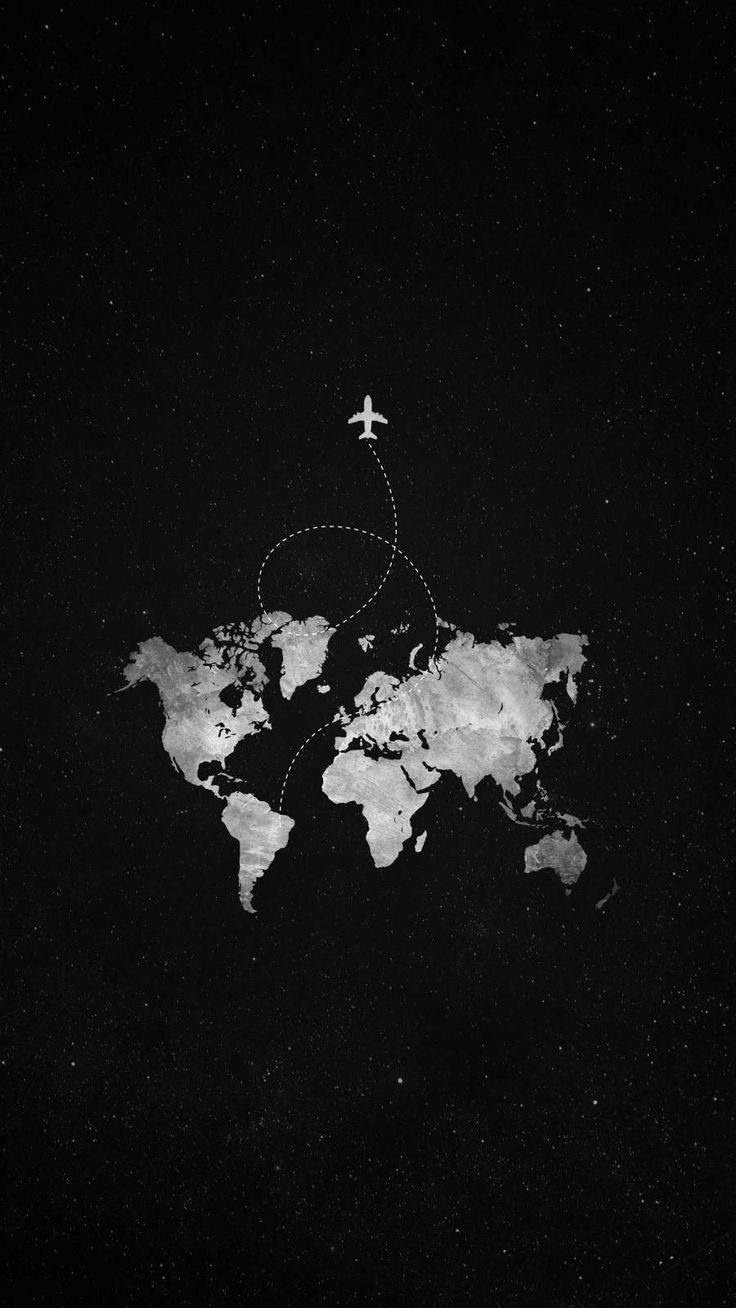 Black and White World Map iPhone Wallpaper