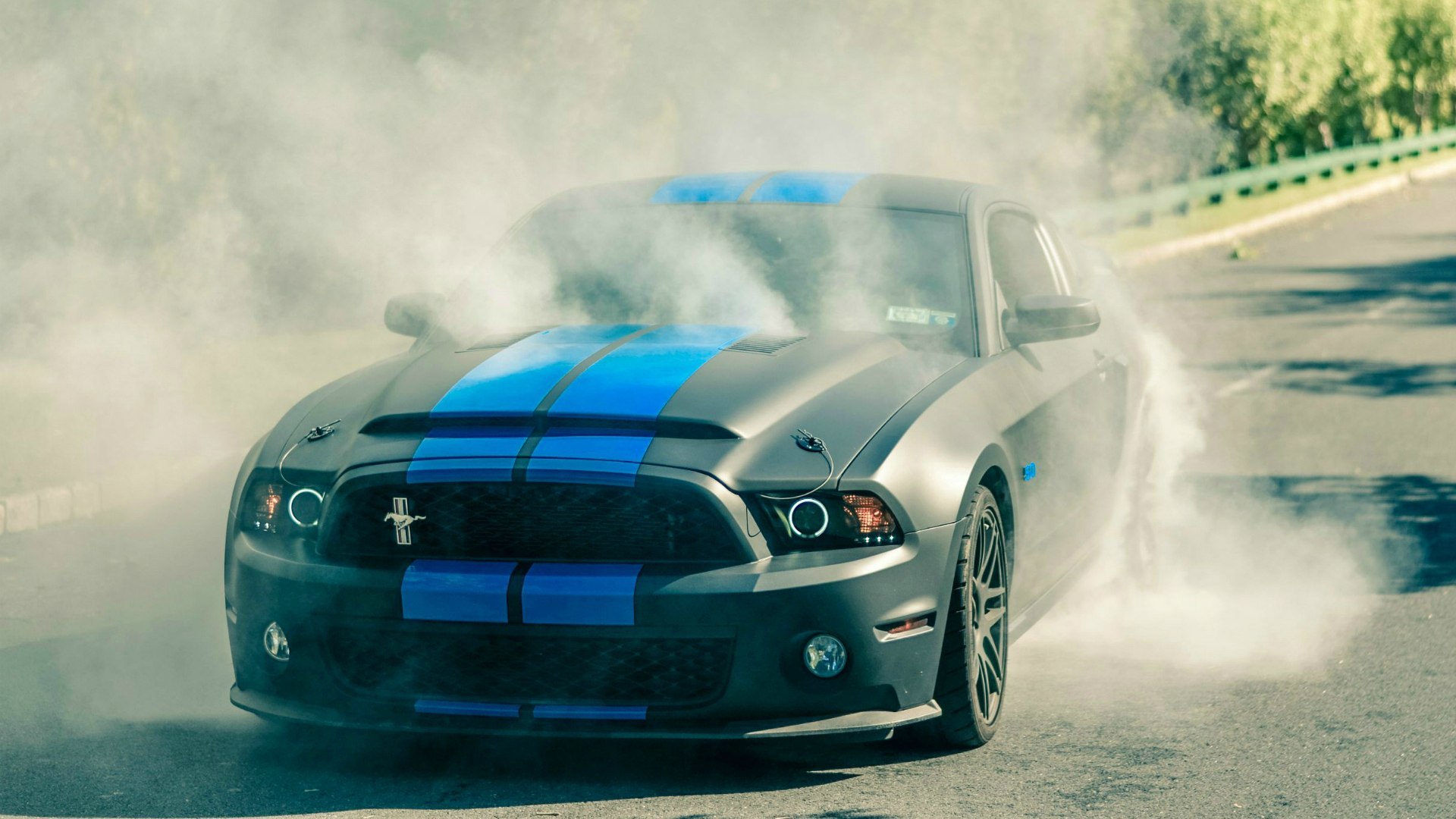 Wallpaper smoke, Mustang, burnout