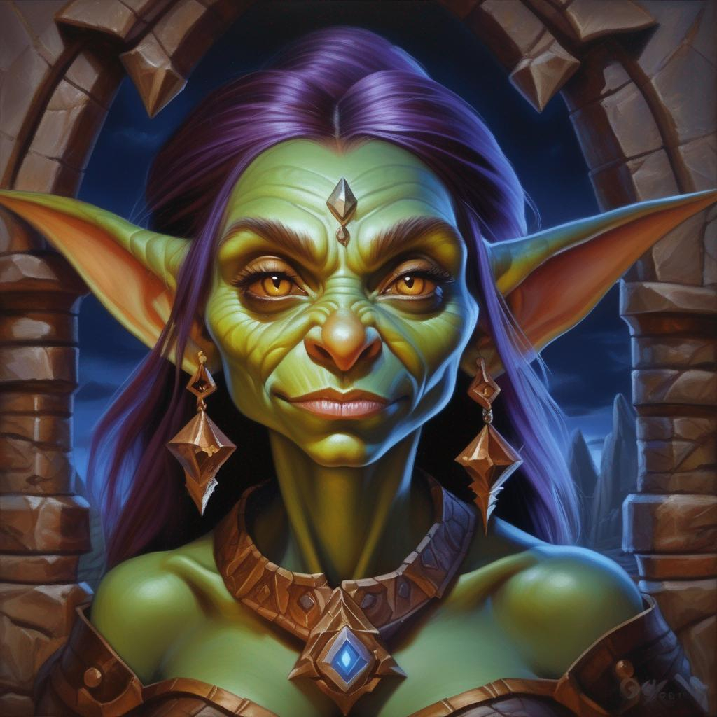 Goblin sorcerer, female goblin