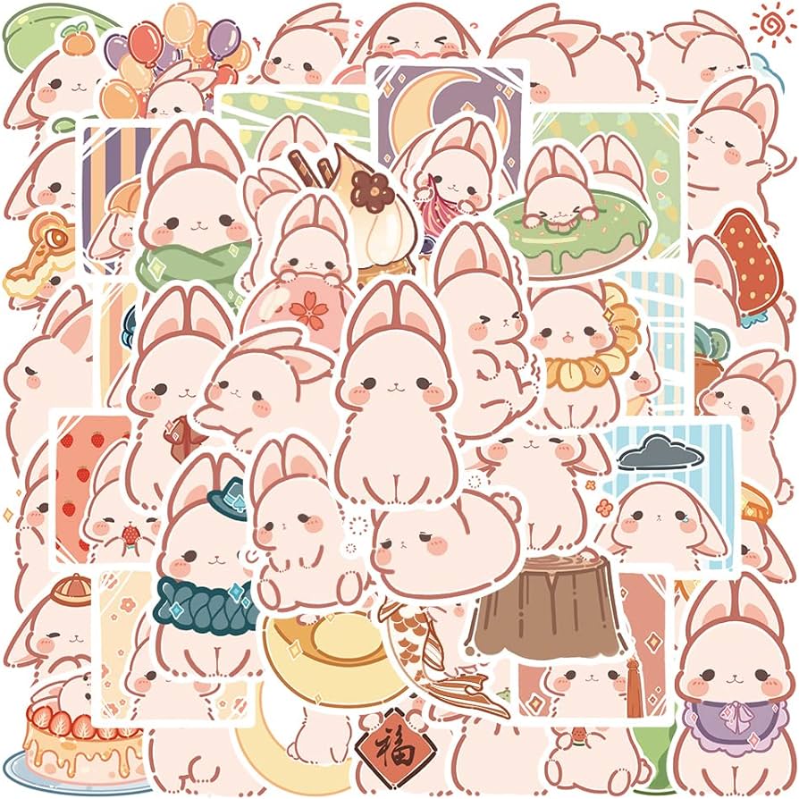 Pcs Kawaii Bunny Stickers, Pink