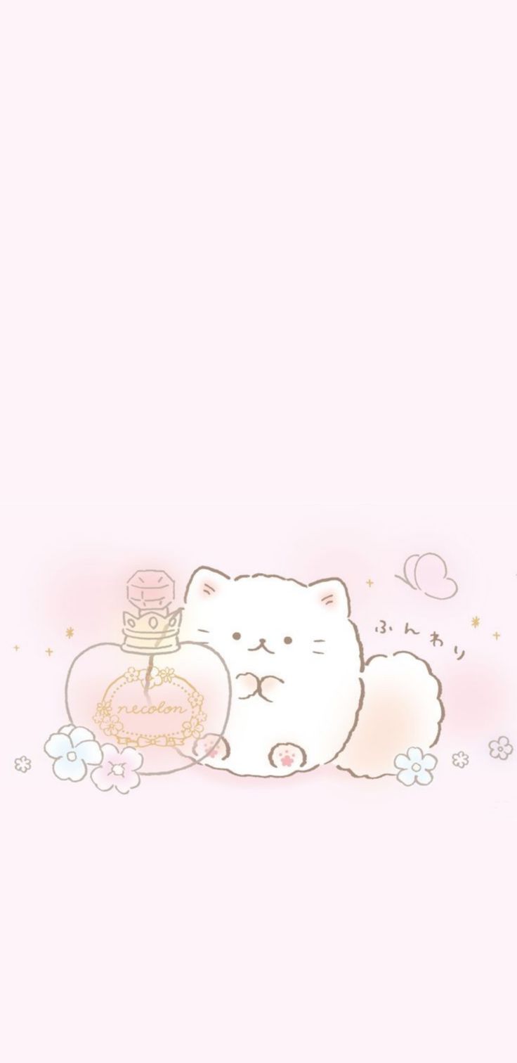 Kawaii Chibi Round White Kitty. Mobile