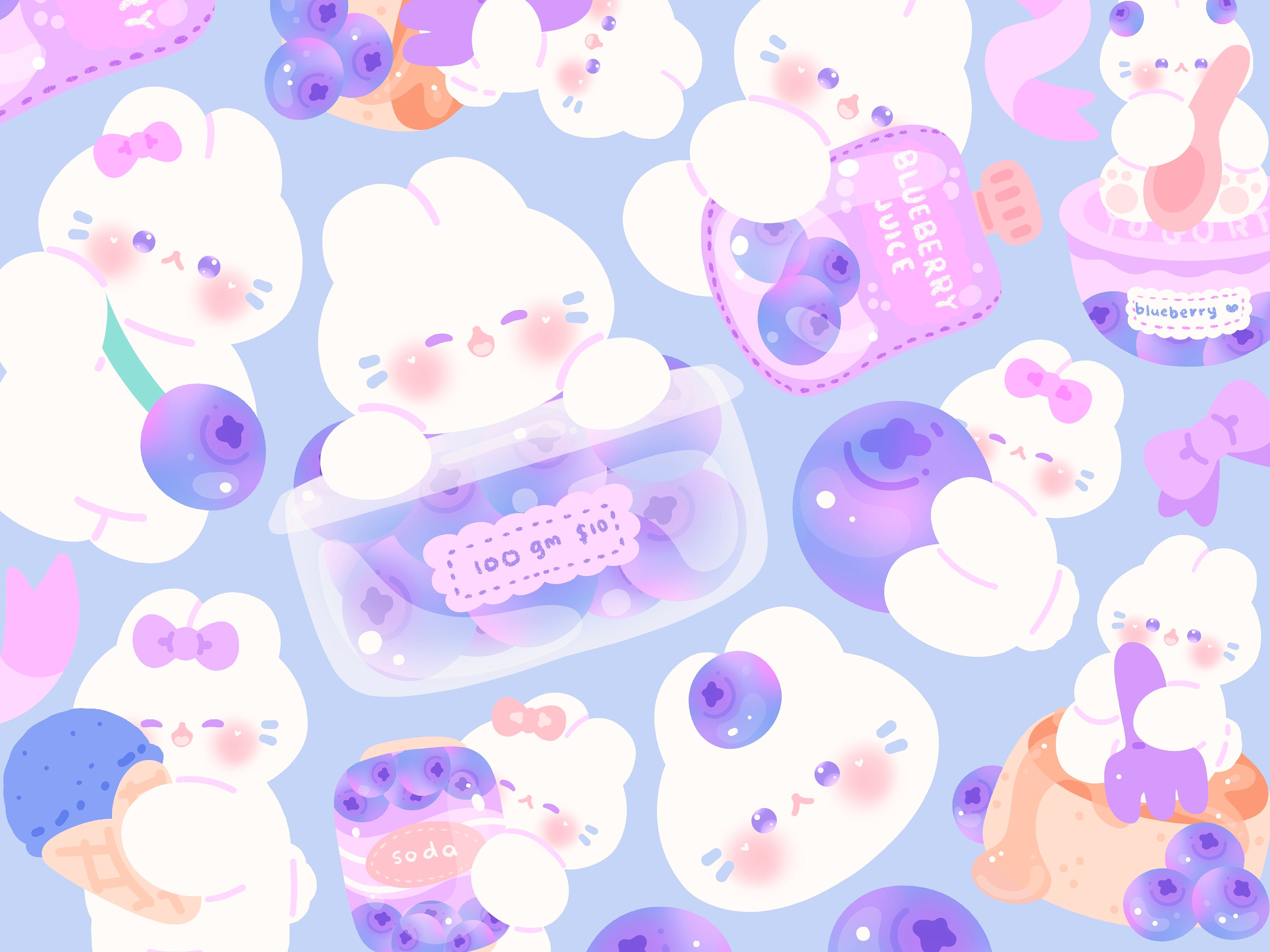 Cute Kawaii Printable Chibi Blueberry