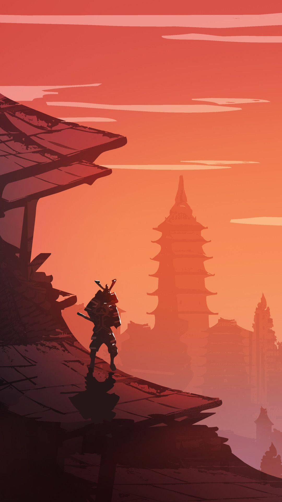 Download Japanese Samurai Sunset Temple
